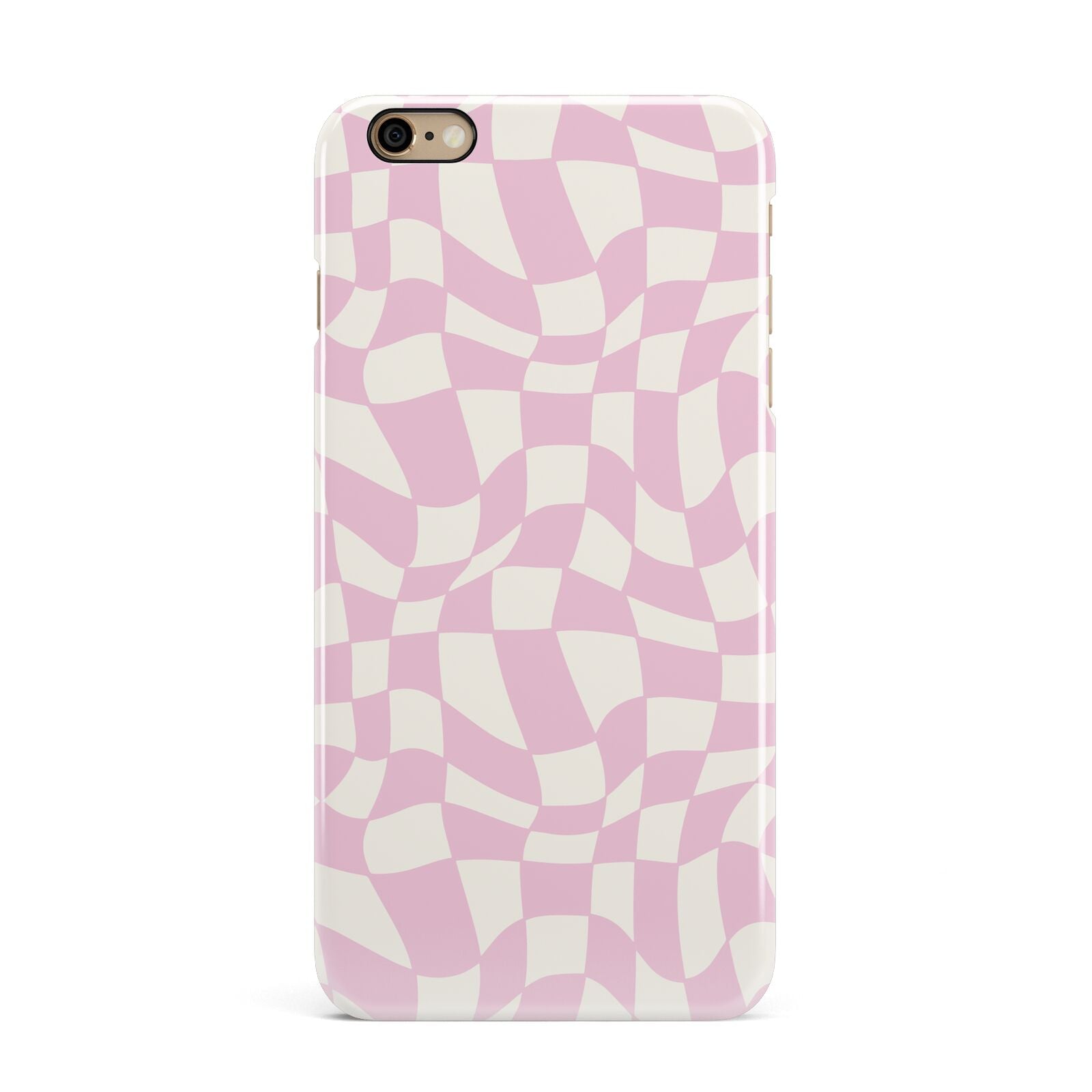 Retro Pink Check iPhone 6 Plus 3D Snap Case on Gold Phone