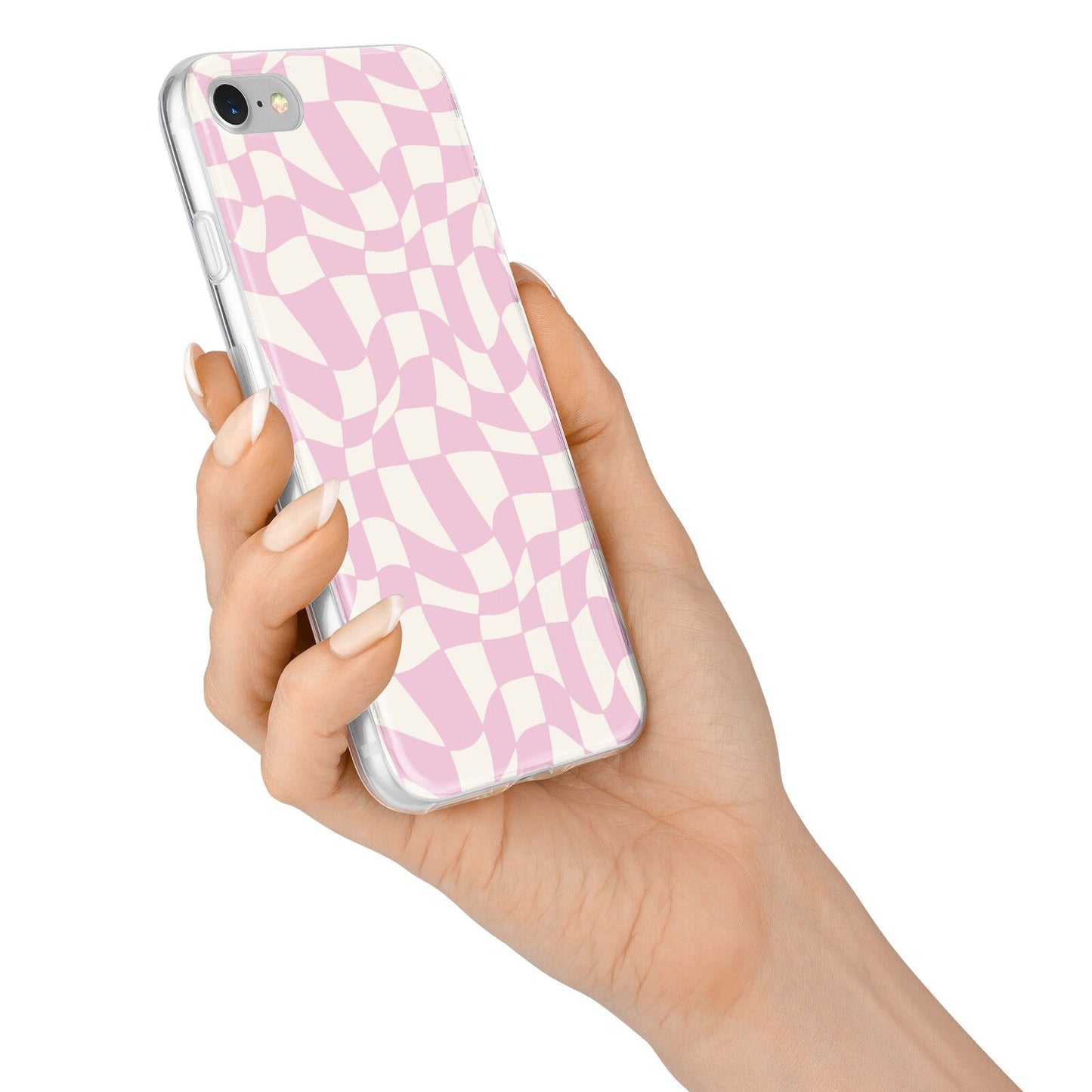 Retro Pink Check iPhone 7 Bumper Case on Silver iPhone Alternative Image