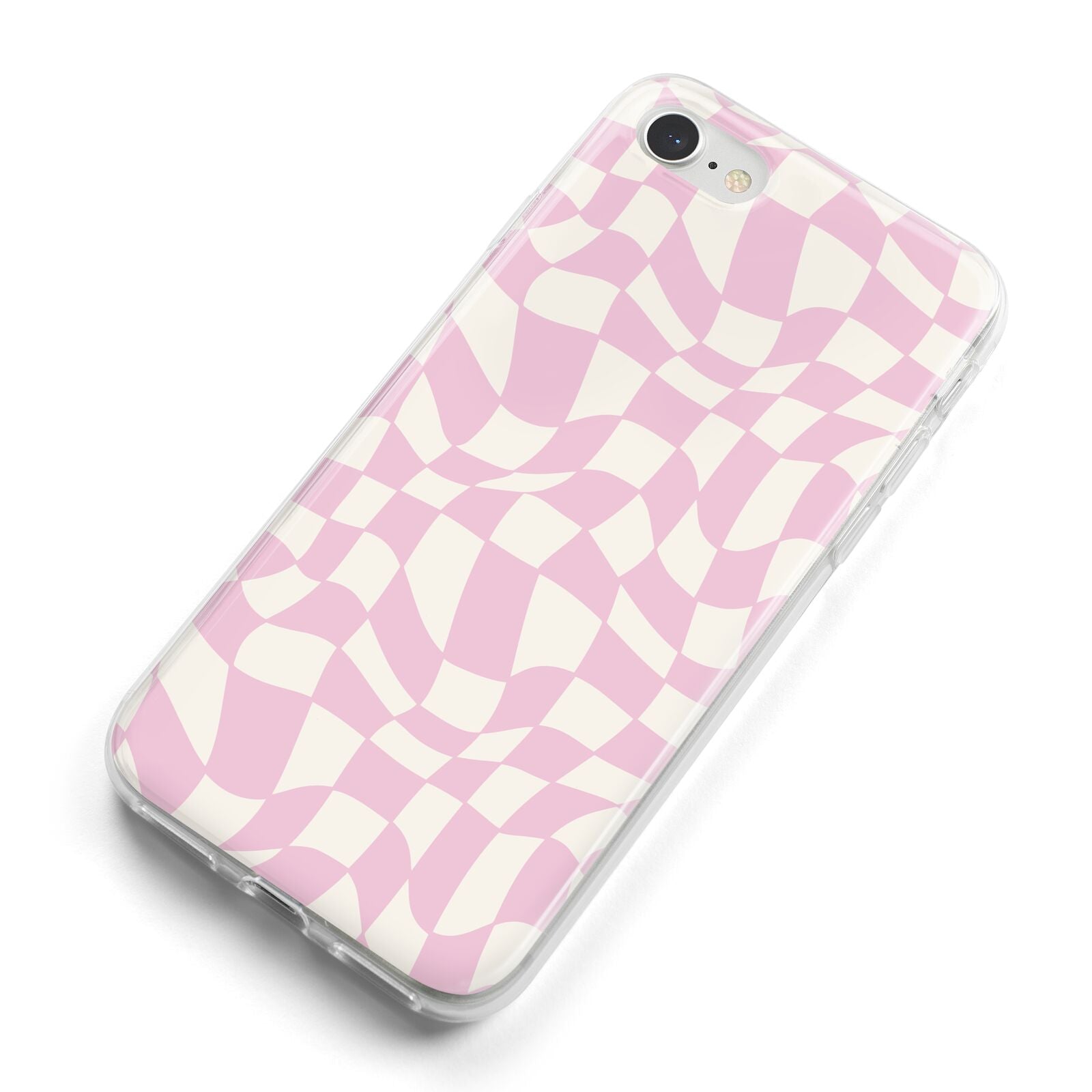 Retro Pink Check iPhone 8 Bumper Case on Silver iPhone Alternative Image