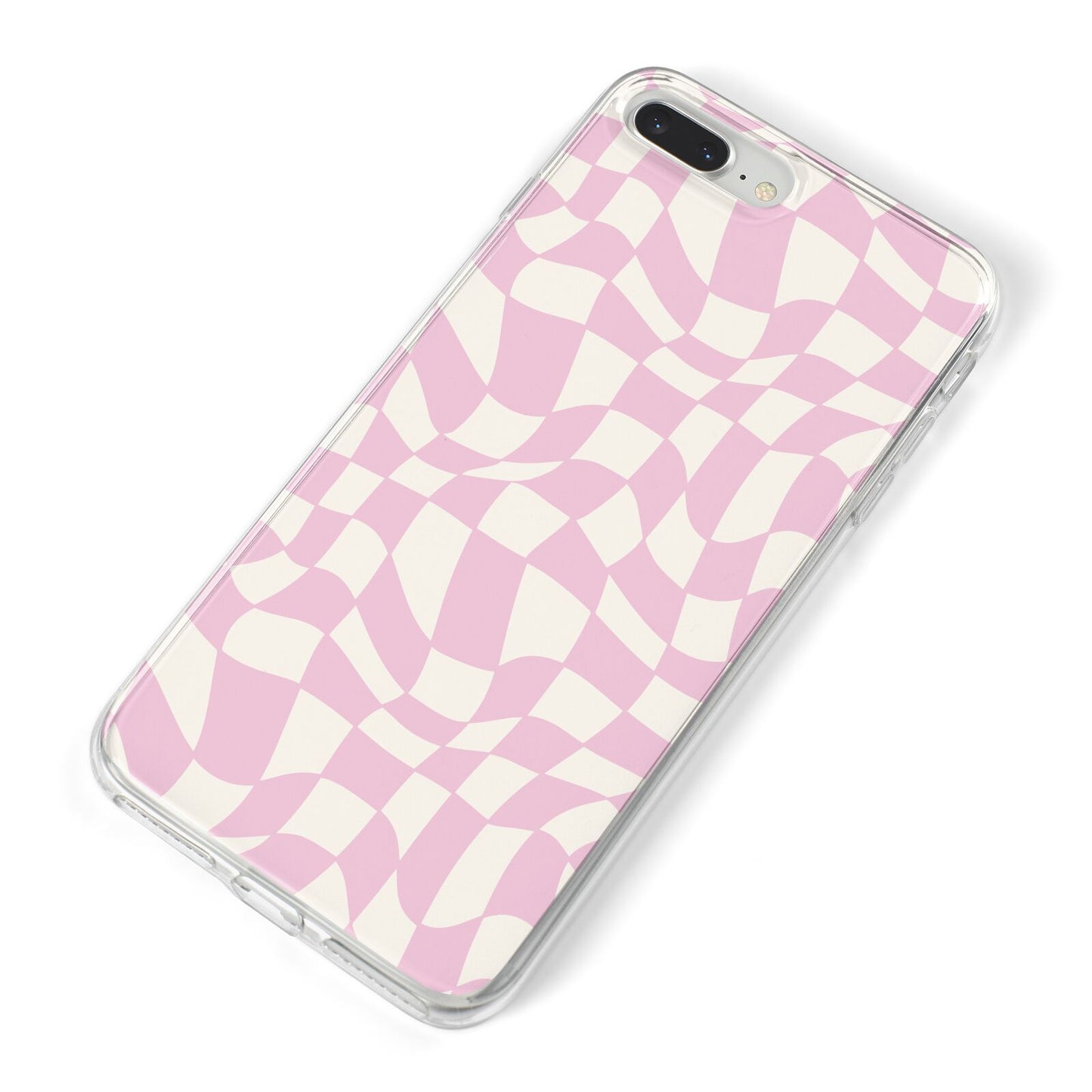 Retro Pink Check iPhone 8 Plus Bumper Case on Silver iPhone Alternative Image