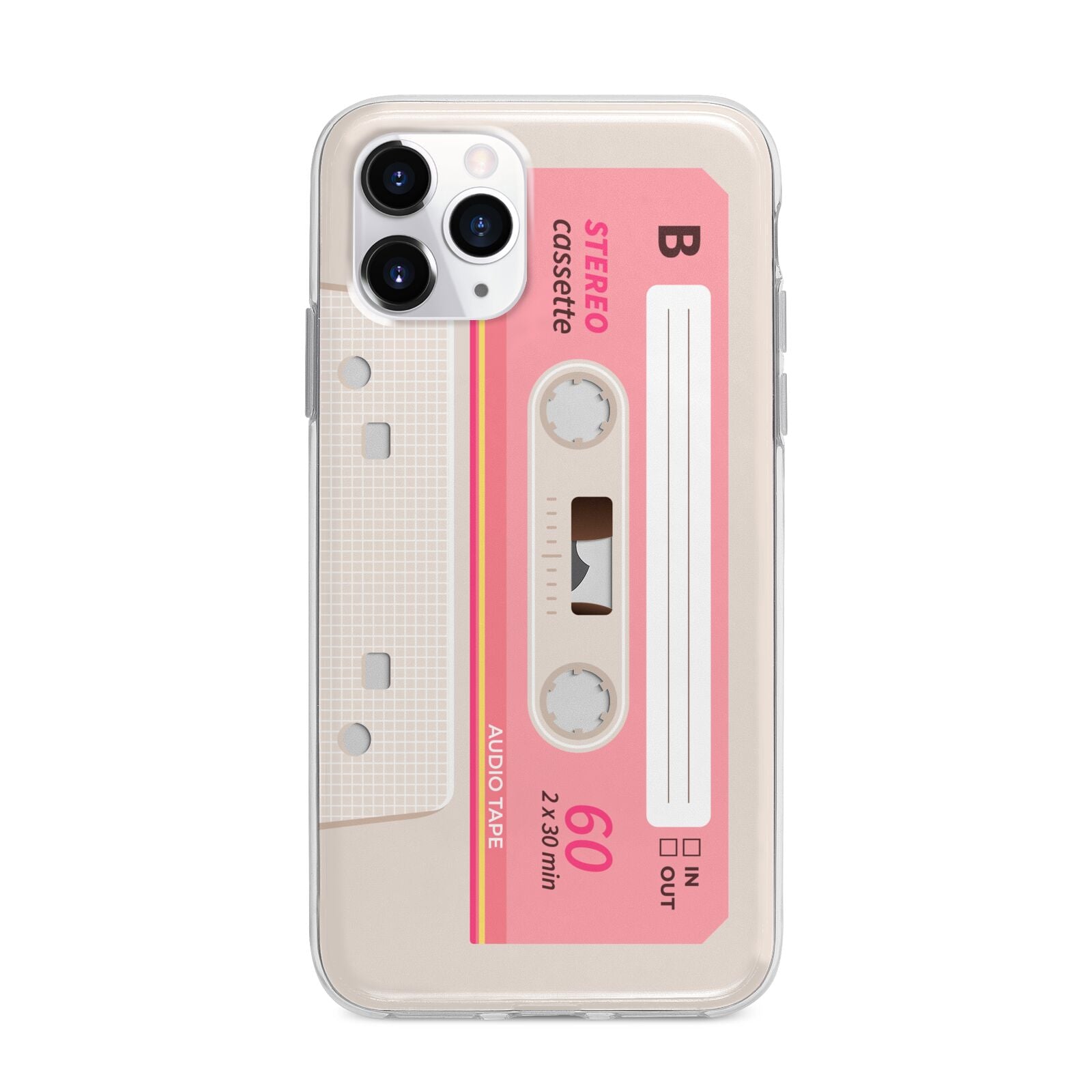 Retro Pink Tape Apple iPhone 11 Pro Max in Silver with Bumper Case