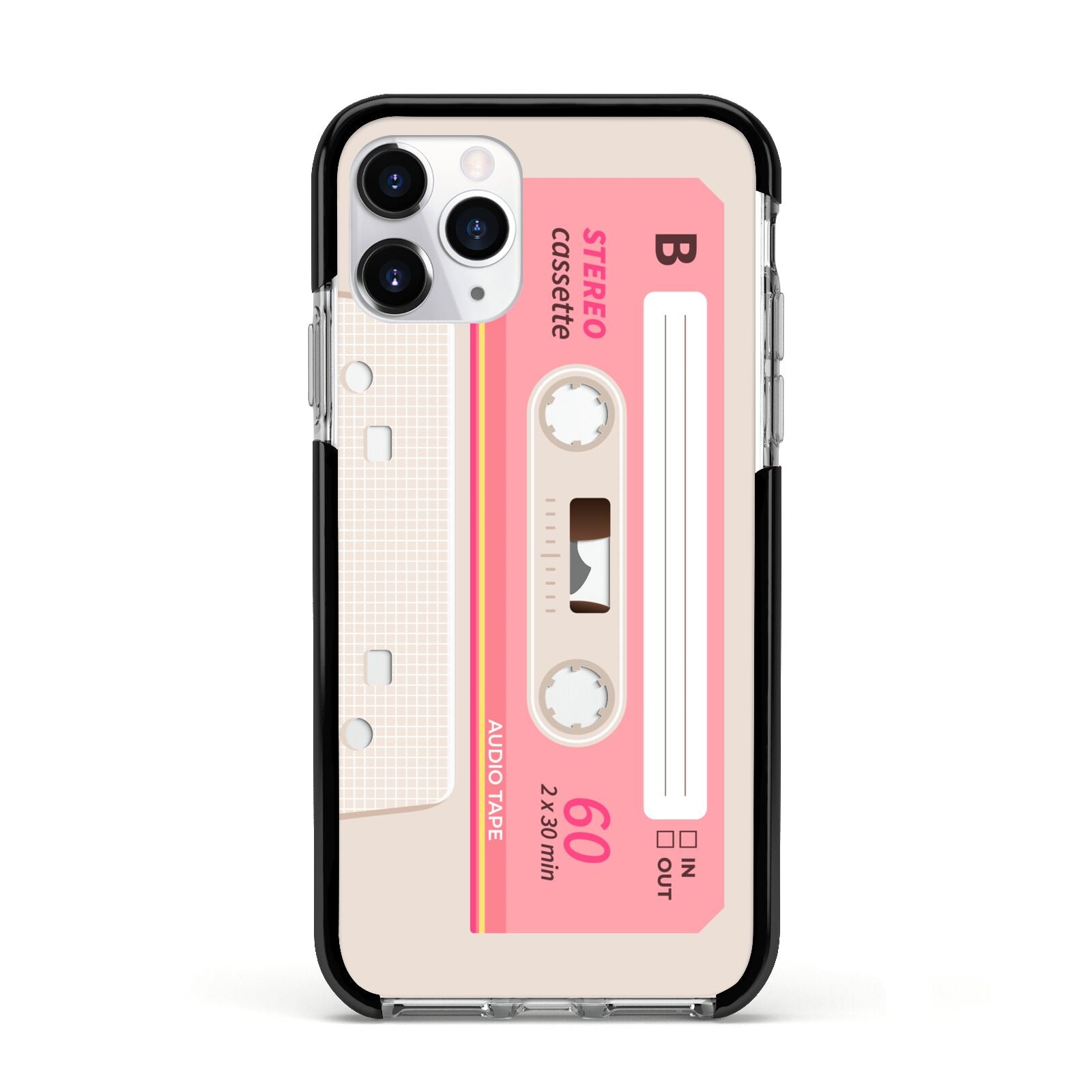 Retro Pink Tape Apple iPhone 11 Pro in Silver with Black Impact Case