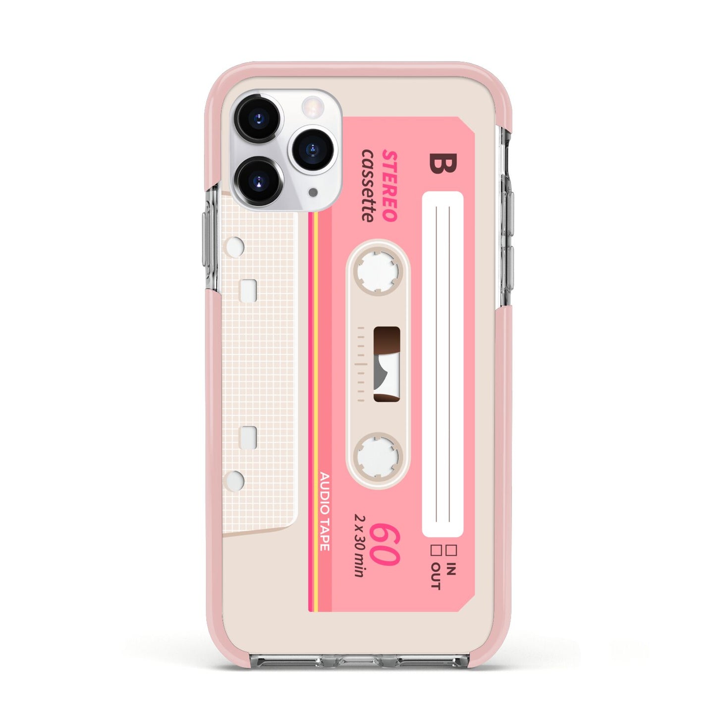 Retro Pink Tape Apple iPhone 11 Pro in Silver with Pink Impact Case