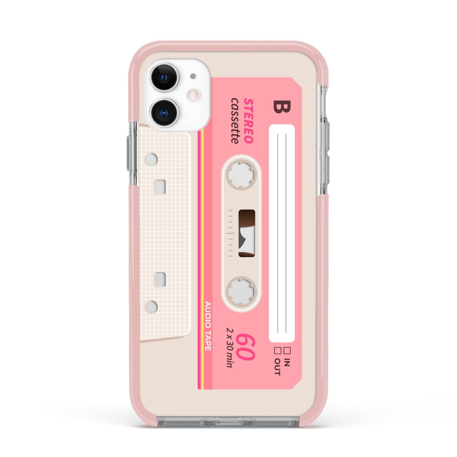 Retro Pink Tape Apple iPhone 11 in White with Pink Impact Case