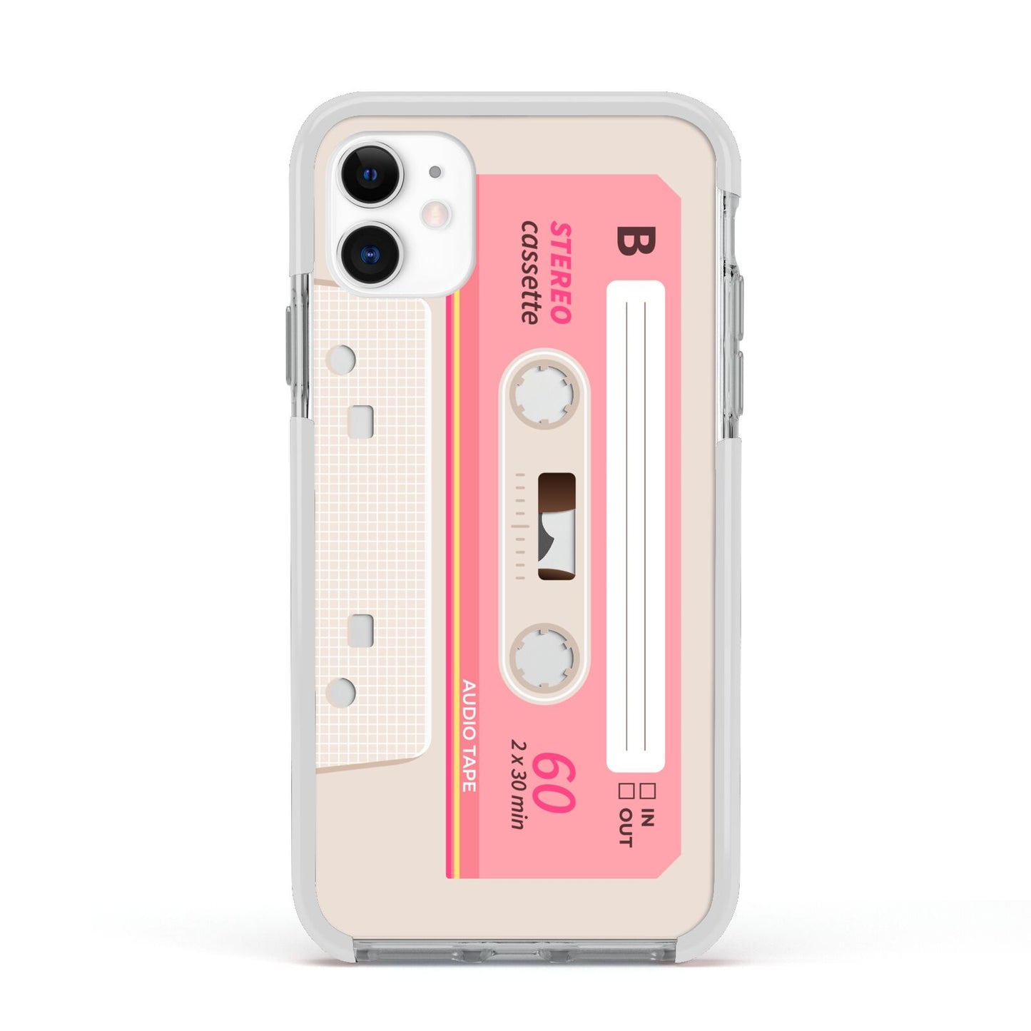 Retro Pink Tape Apple iPhone 11 in White with White Impact Case