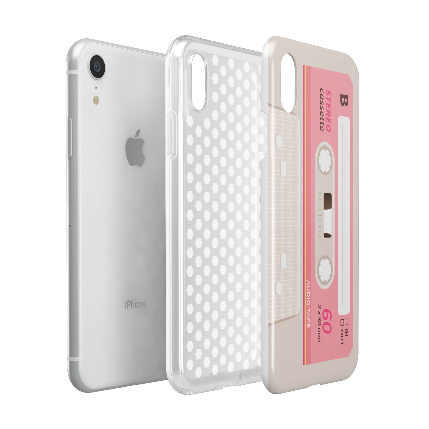 Retro Pink Tape Apple iPhone XR White 3D Tough Case Expanded view