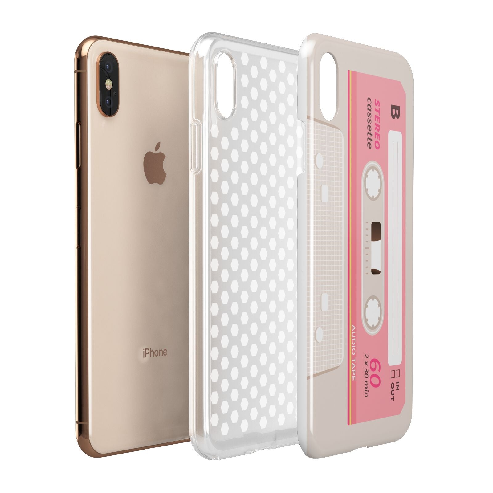 Retro Pink Tape Apple iPhone Xs Max 3D Tough Case Expanded View