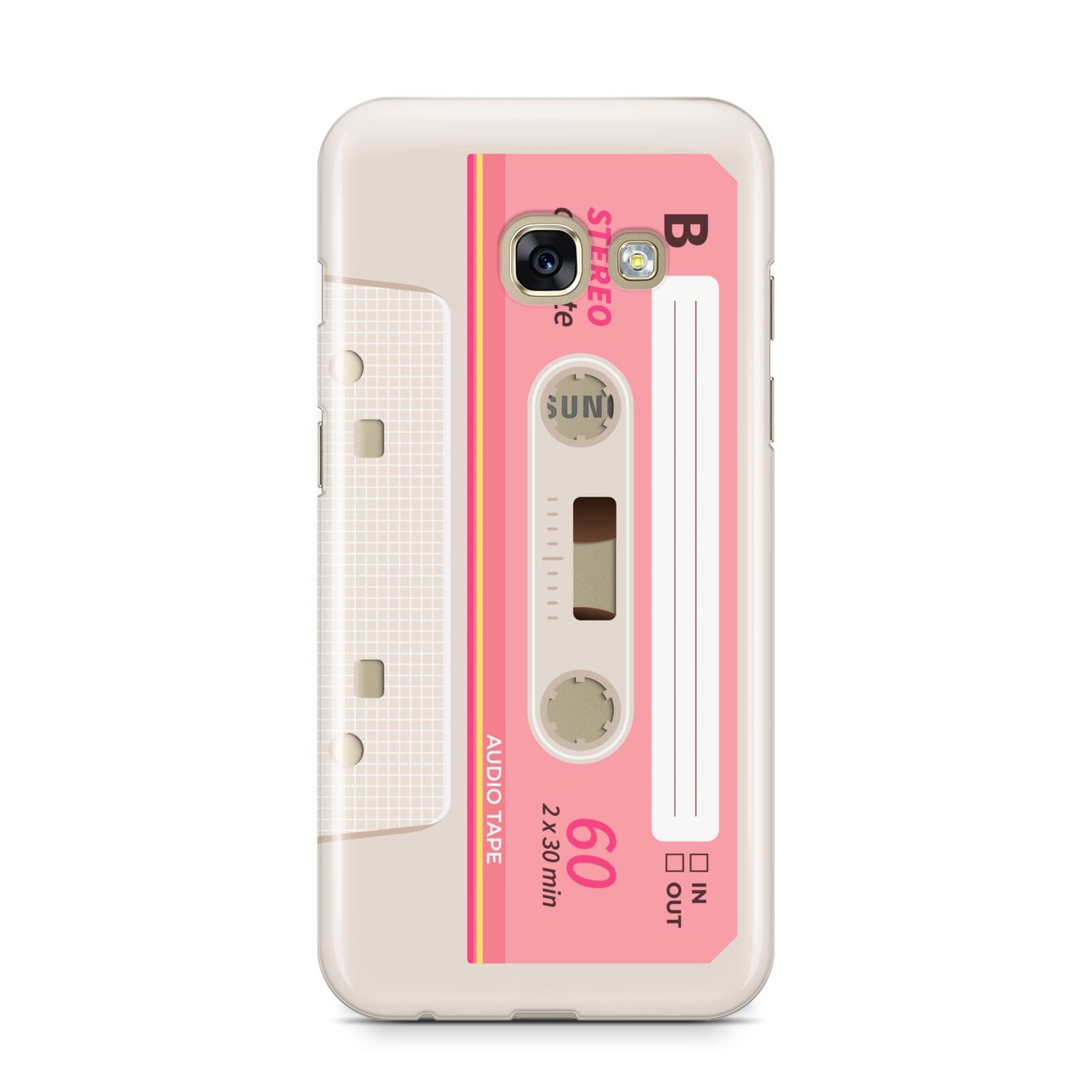 Retro Pink Tape Samsung Galaxy A3 2017 Case on gold phone