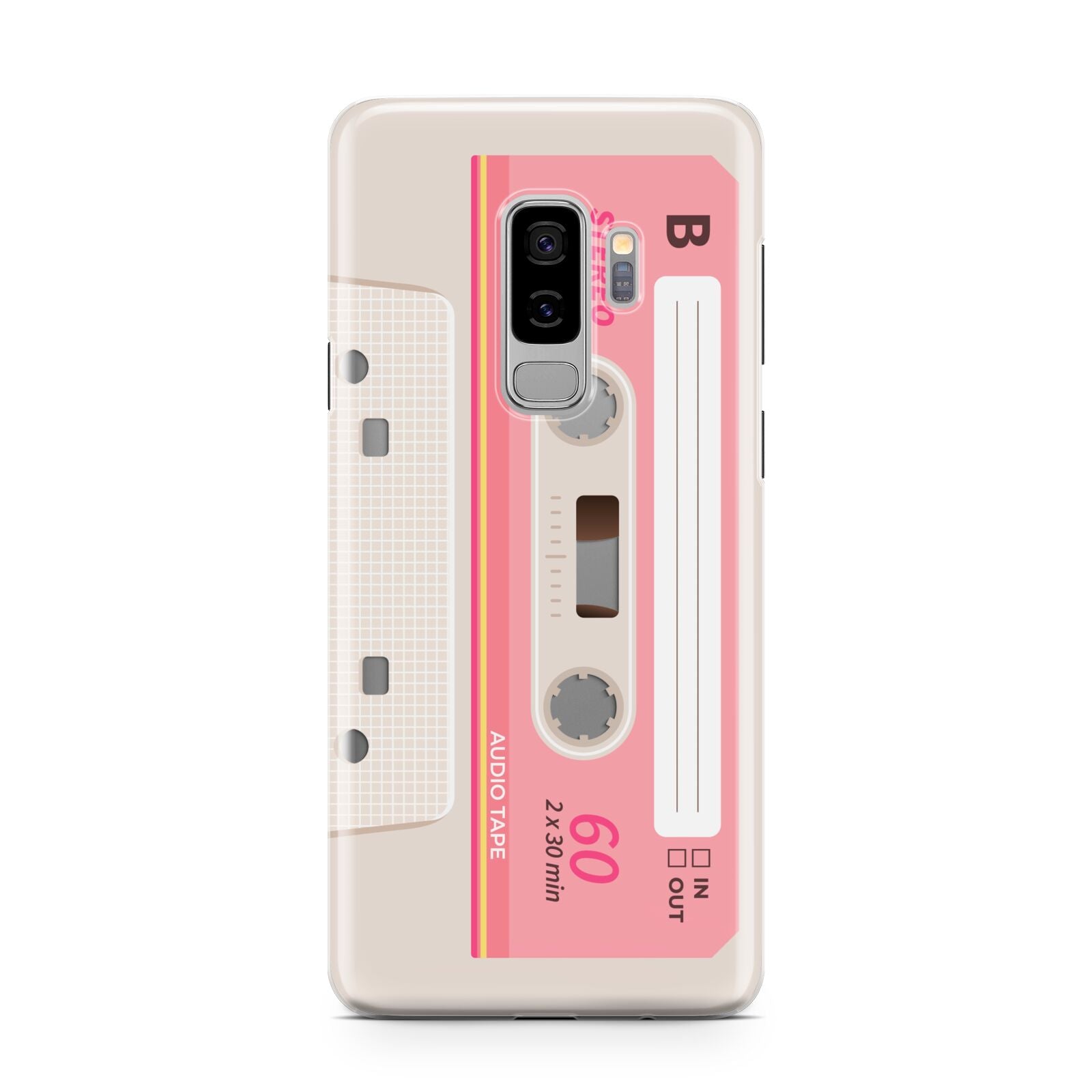 Retro Pink Tape Samsung Galaxy S9 Plus Case on Silver phone