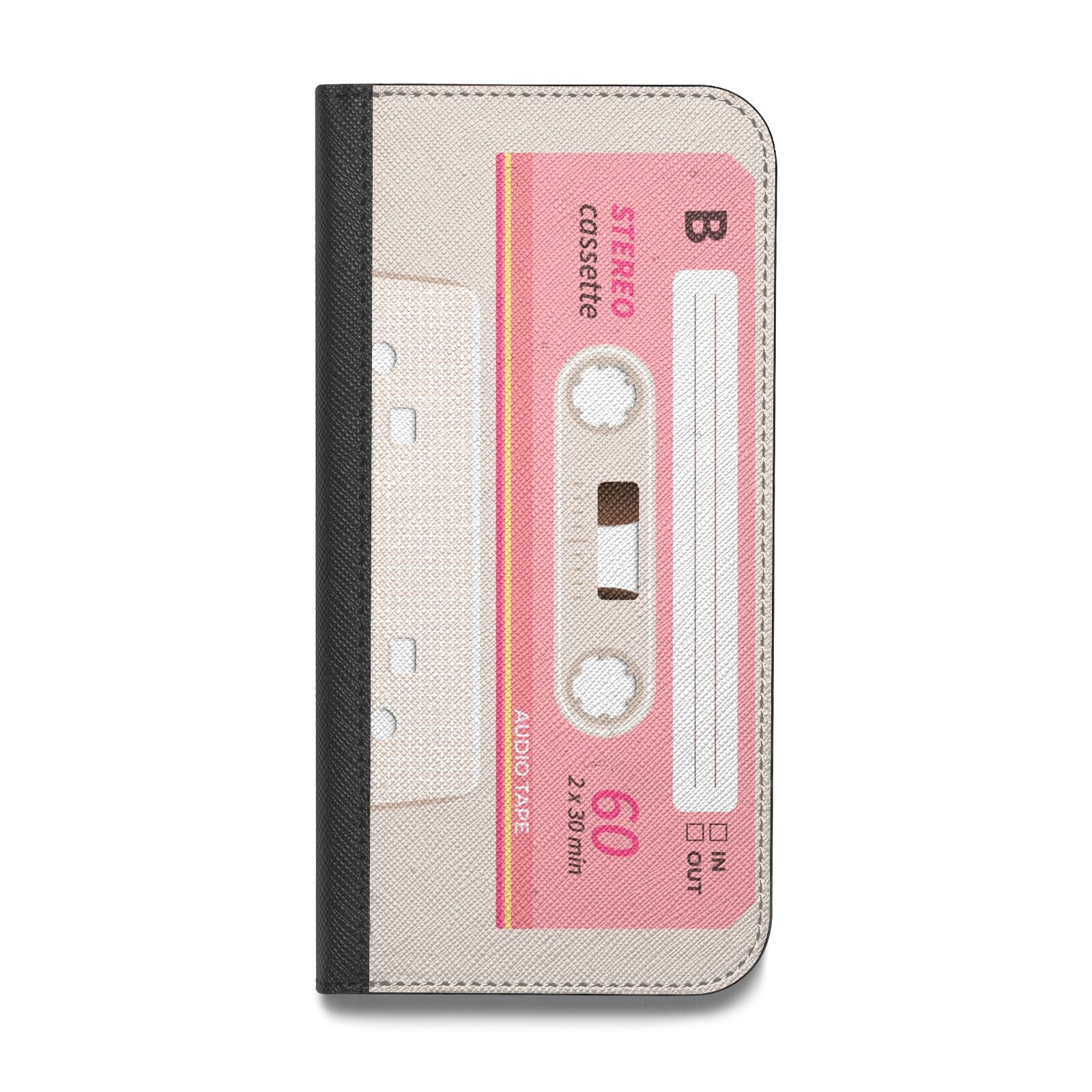 Retro Pink Tape Vegan Leather Flip iPhone Case