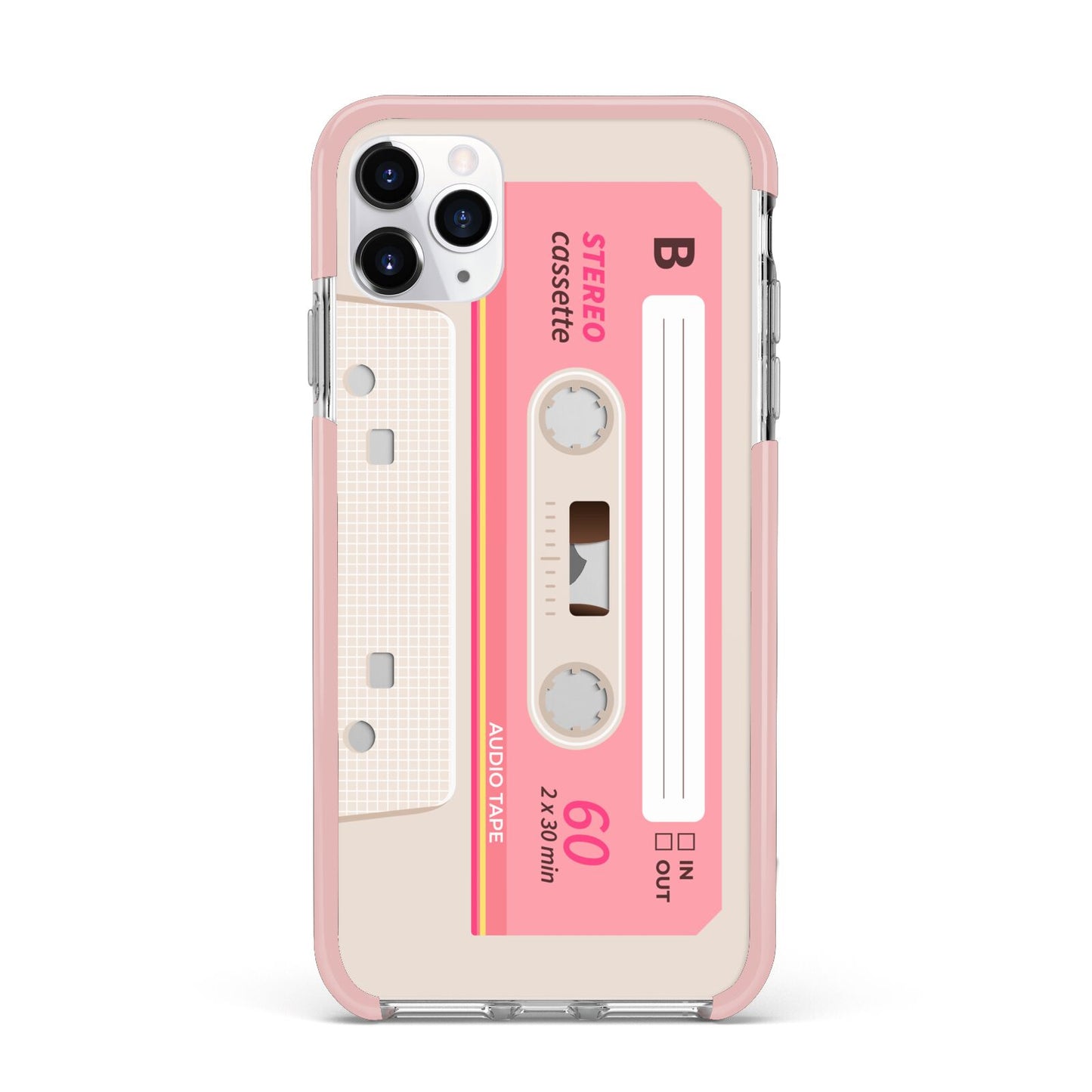 Retro Pink Tape iPhone 11 Pro Max Impact Pink Edge Case