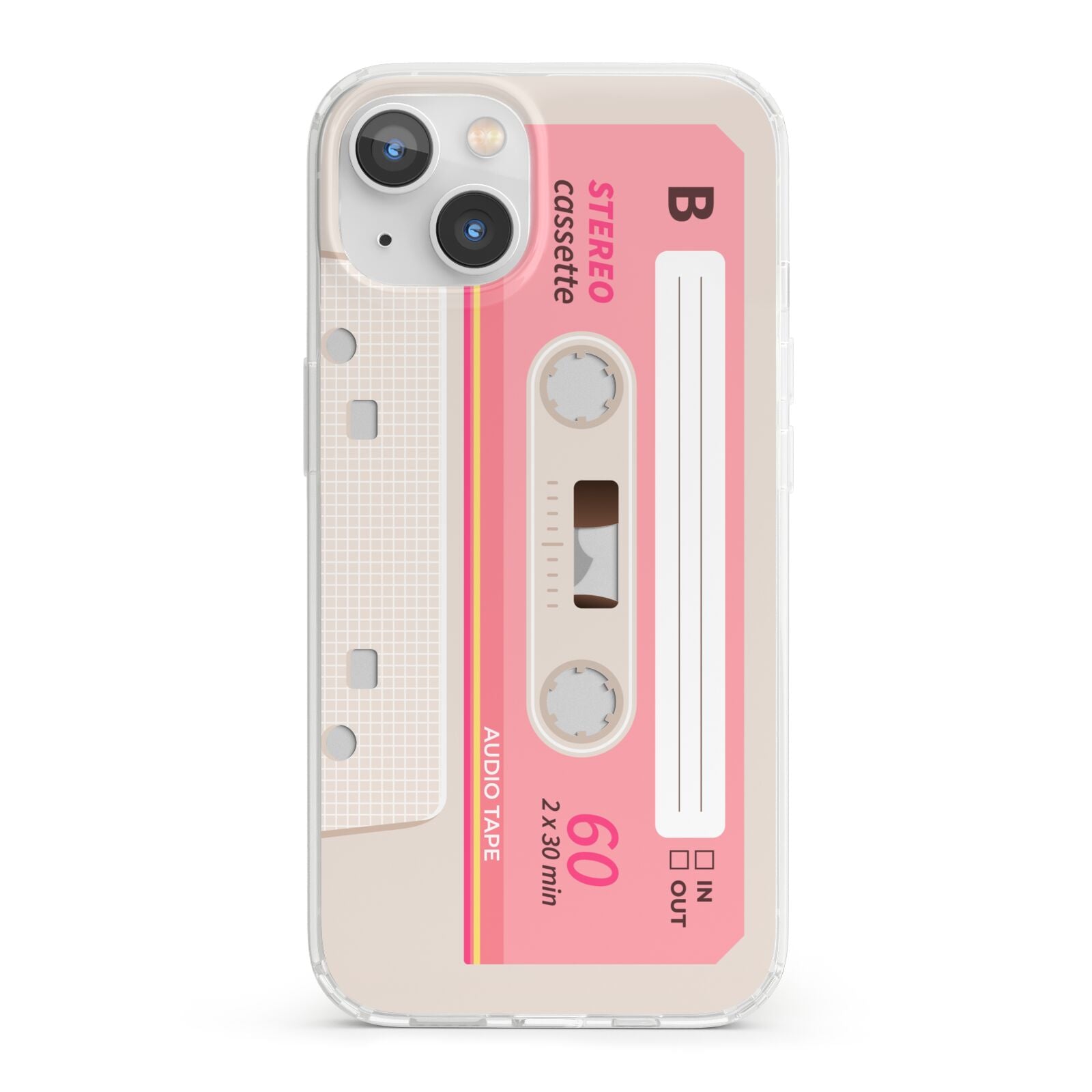 Retro Pink Tape iPhone 13 Clear Bumper Case