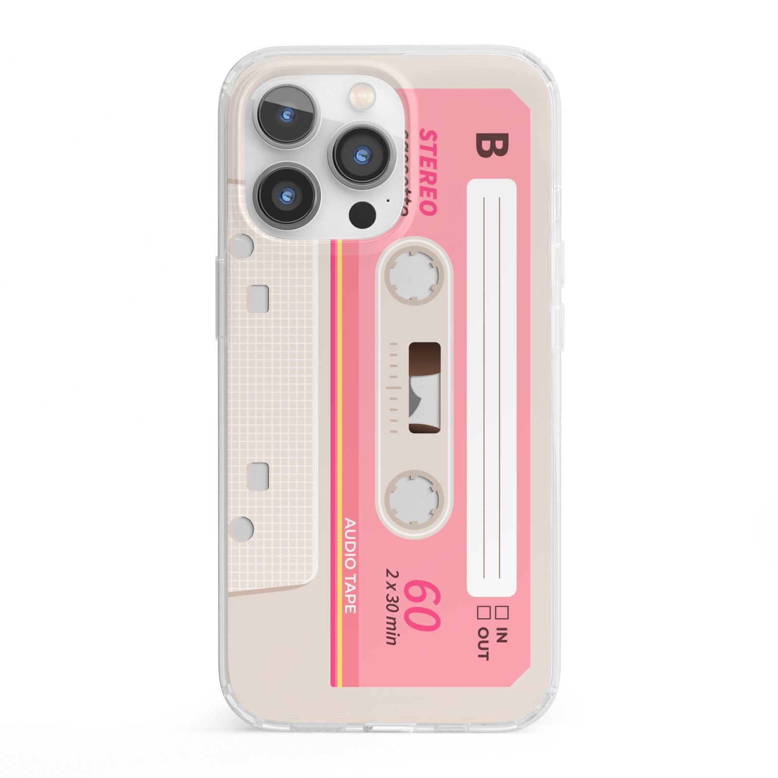 Retro Pink Tape iPhone 13 Pro Clear Bumper Case