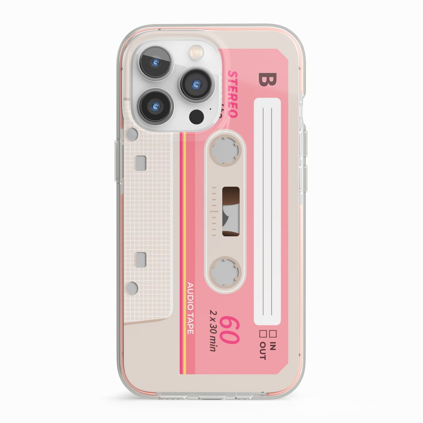 Retro Pink Tape iPhone 13 Pro TPU Impact Case with Pink Edges