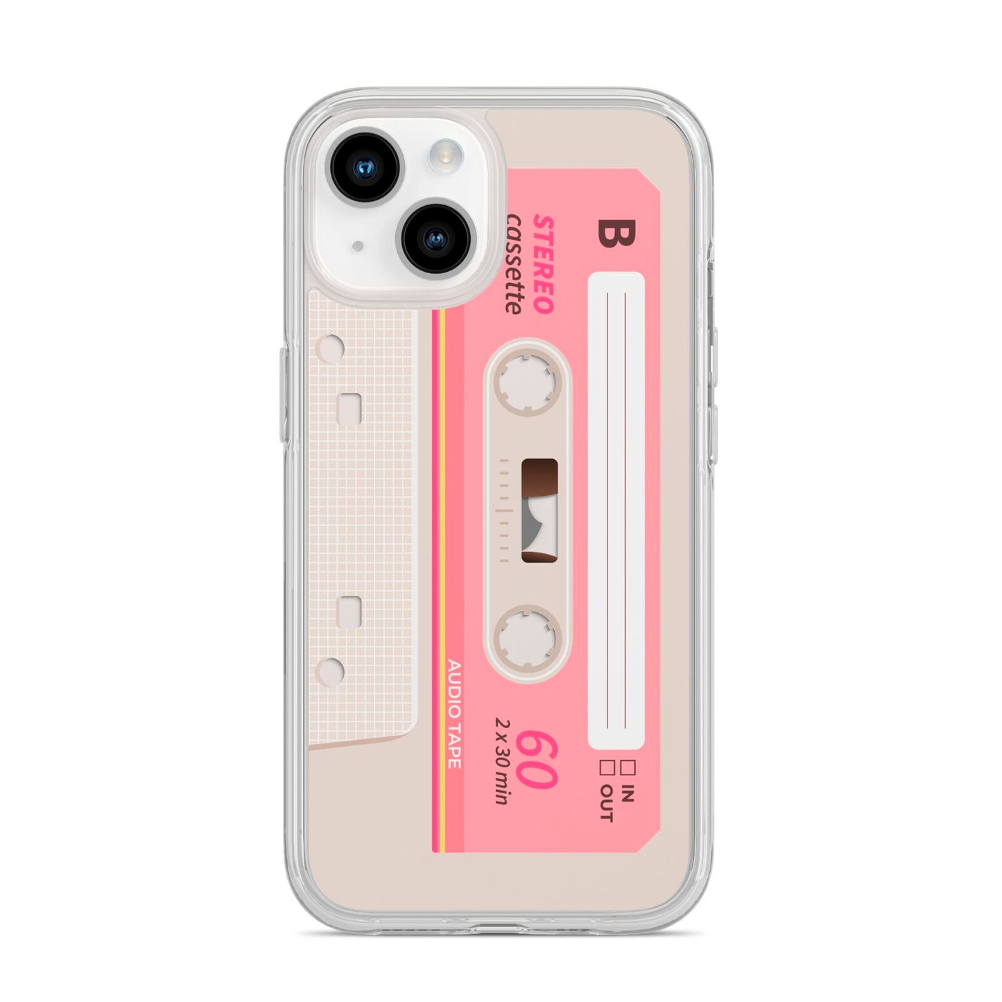 Retro Pink Tape iPhone 14 Clear Tough Case Starlight