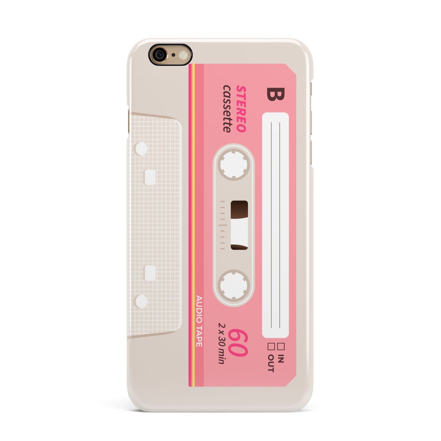 Retro Pink Tape iPhone 6 Plus 3D Snap Case on Gold Phone