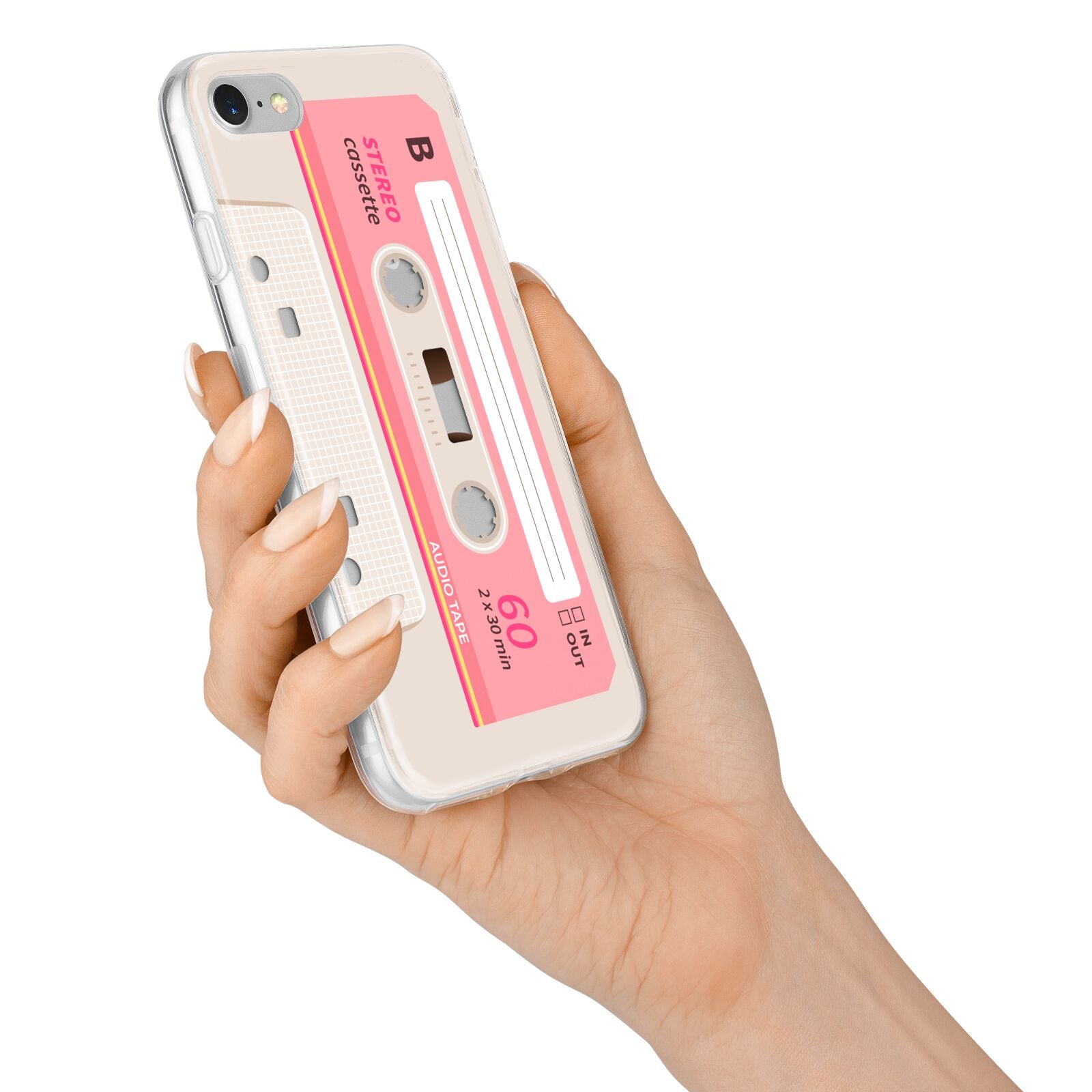 Retro Pink Tape iPhone 7 Bumper Case on Silver iPhone Alternative Image