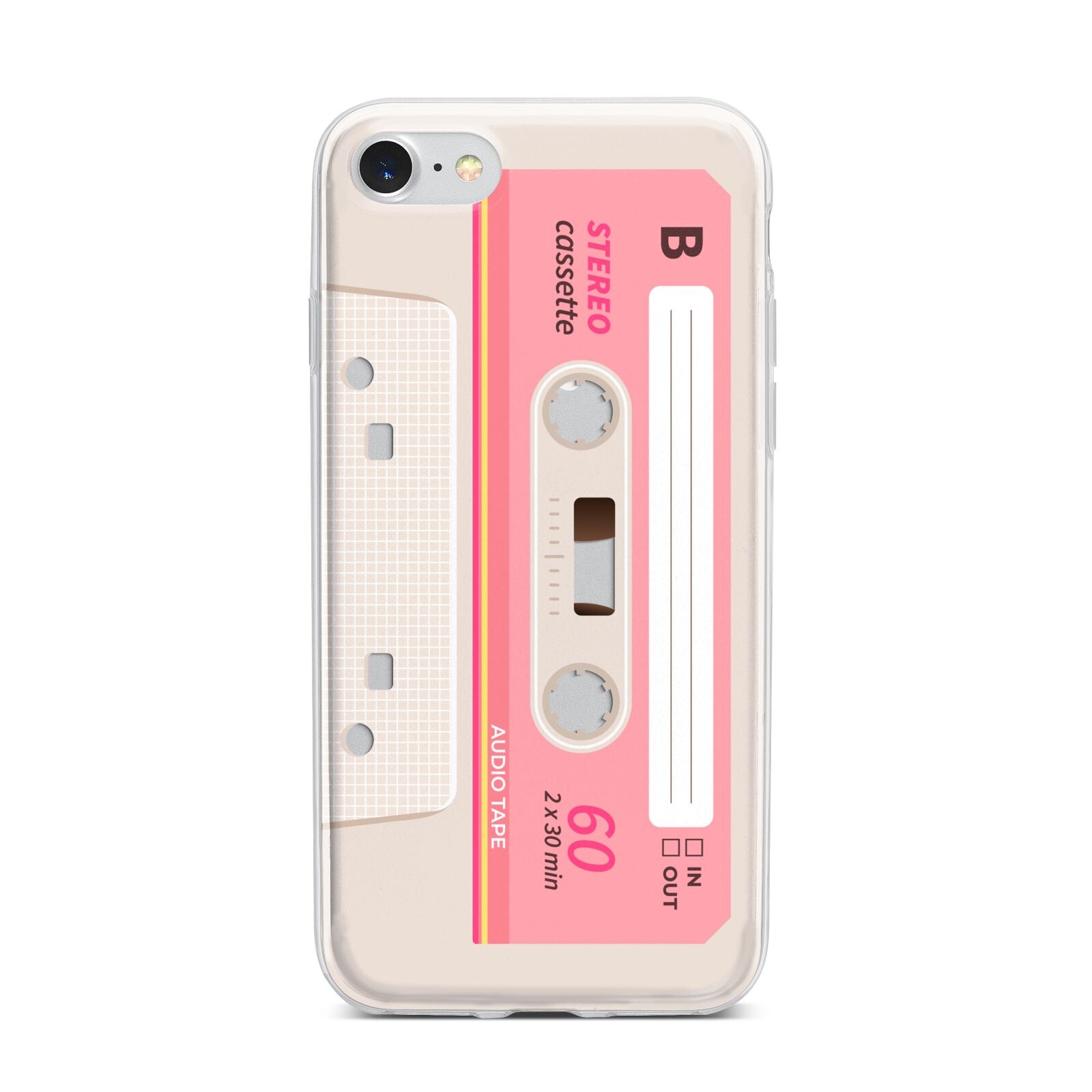 Retro Pink Tape iPhone 7 Bumper Case on Silver iPhone