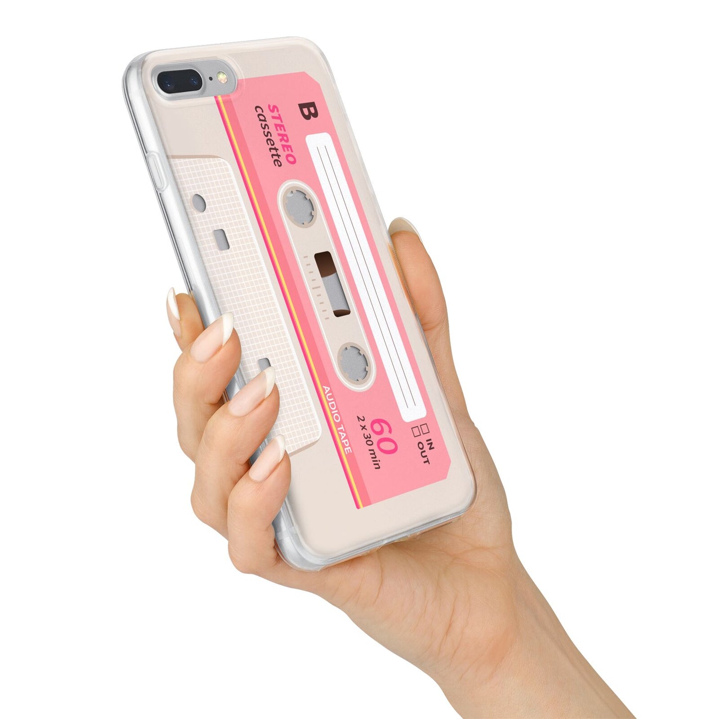 Retro Pink Tape iPhone 7 Plus Bumper Case on Silver iPhone Alternative Image