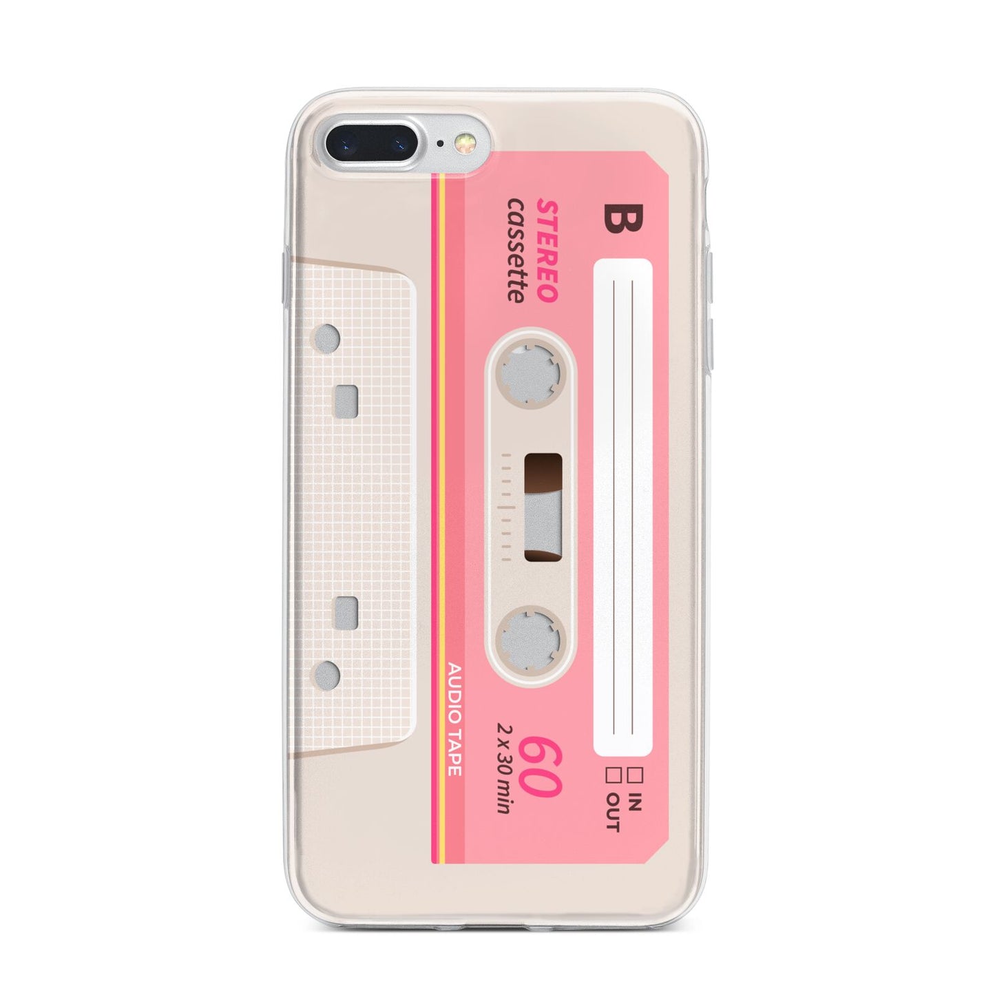 Retro Pink Tape iPhone 7 Plus Bumper Case on Silver iPhone