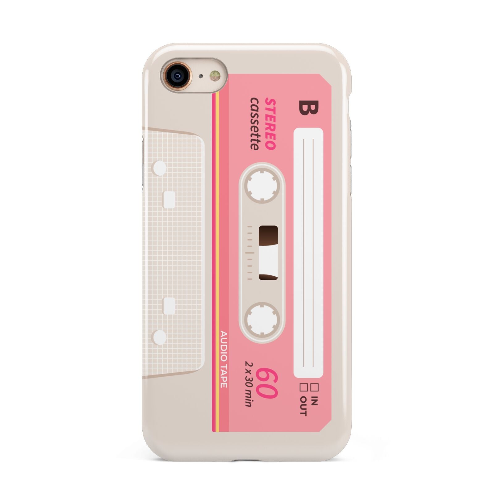 Retro Pink Tape iPhone 8 3D Tough Case on Gold Phone