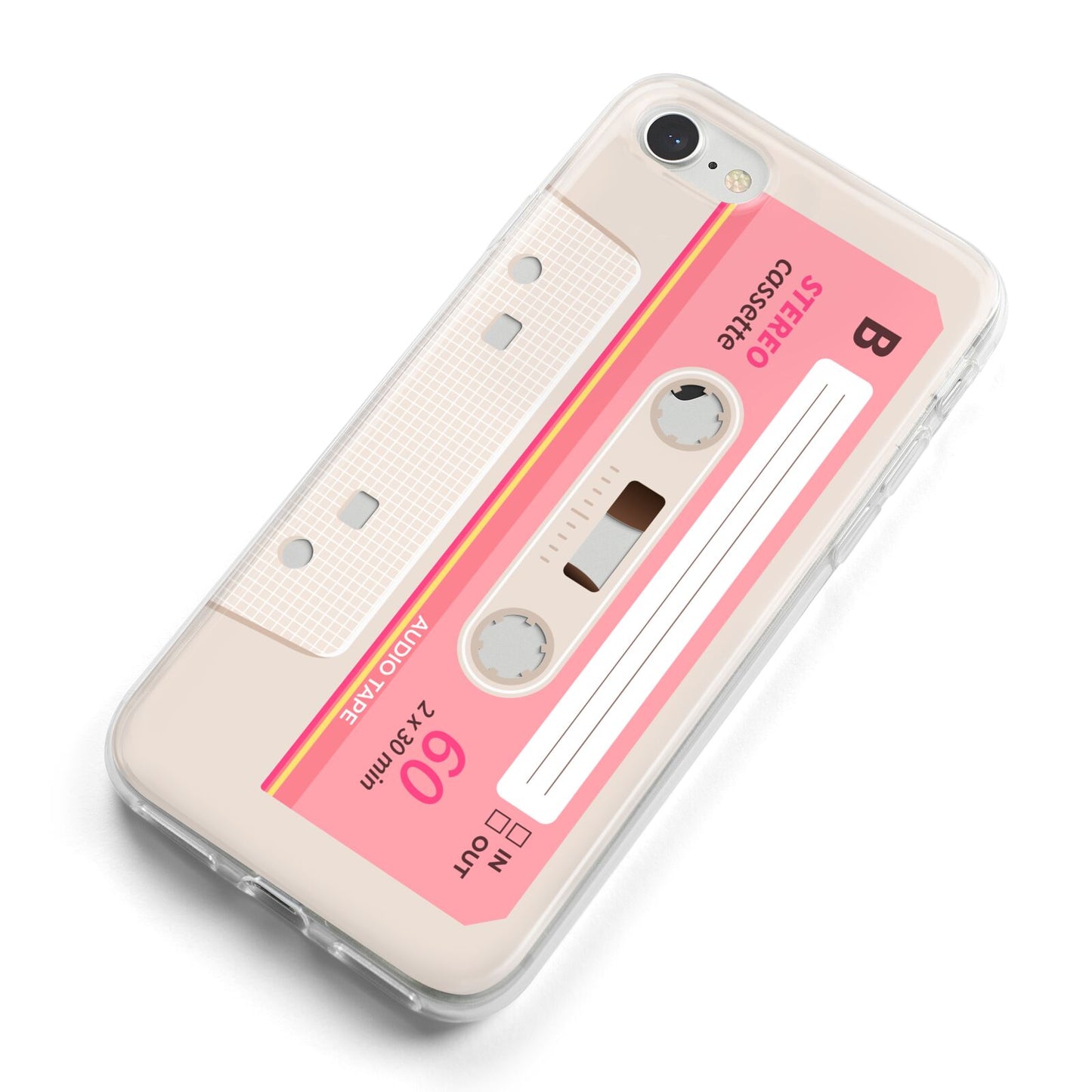 Retro Pink Tape iPhone 8 Bumper Case on Silver iPhone Alternative Image