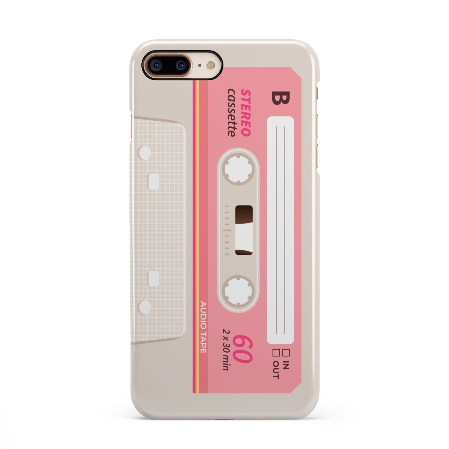 Retro Pink Tape iPhone 8 Plus 3D Snap Case on Gold Phone