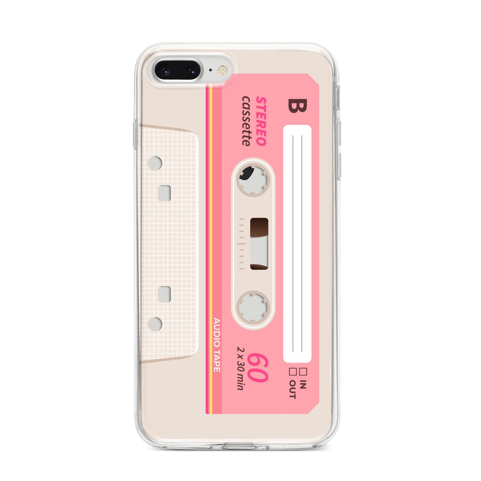 Retro Pink Tape iPhone 8 Plus Bumper Case on Silver iPhone