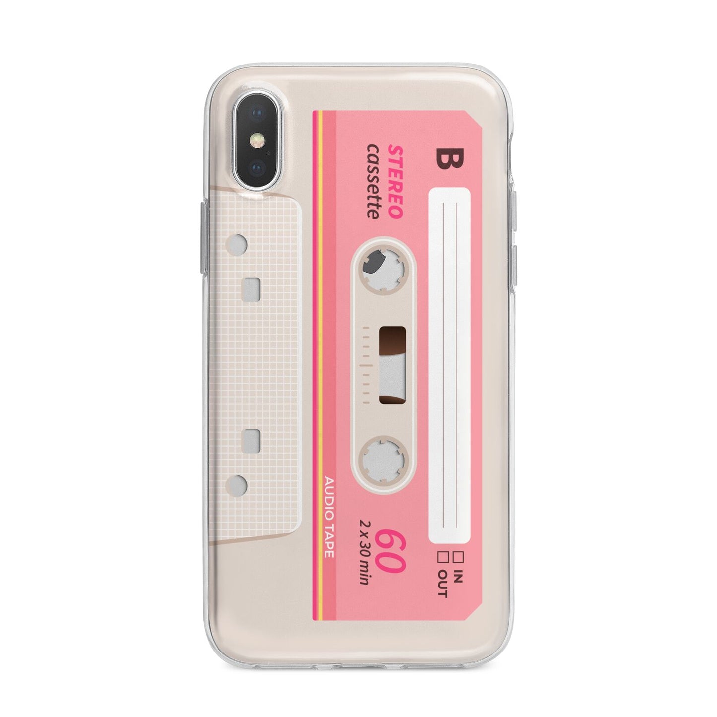 Retro Pink Tape iPhone X Bumper Case on Silver iPhone Alternative Image 1