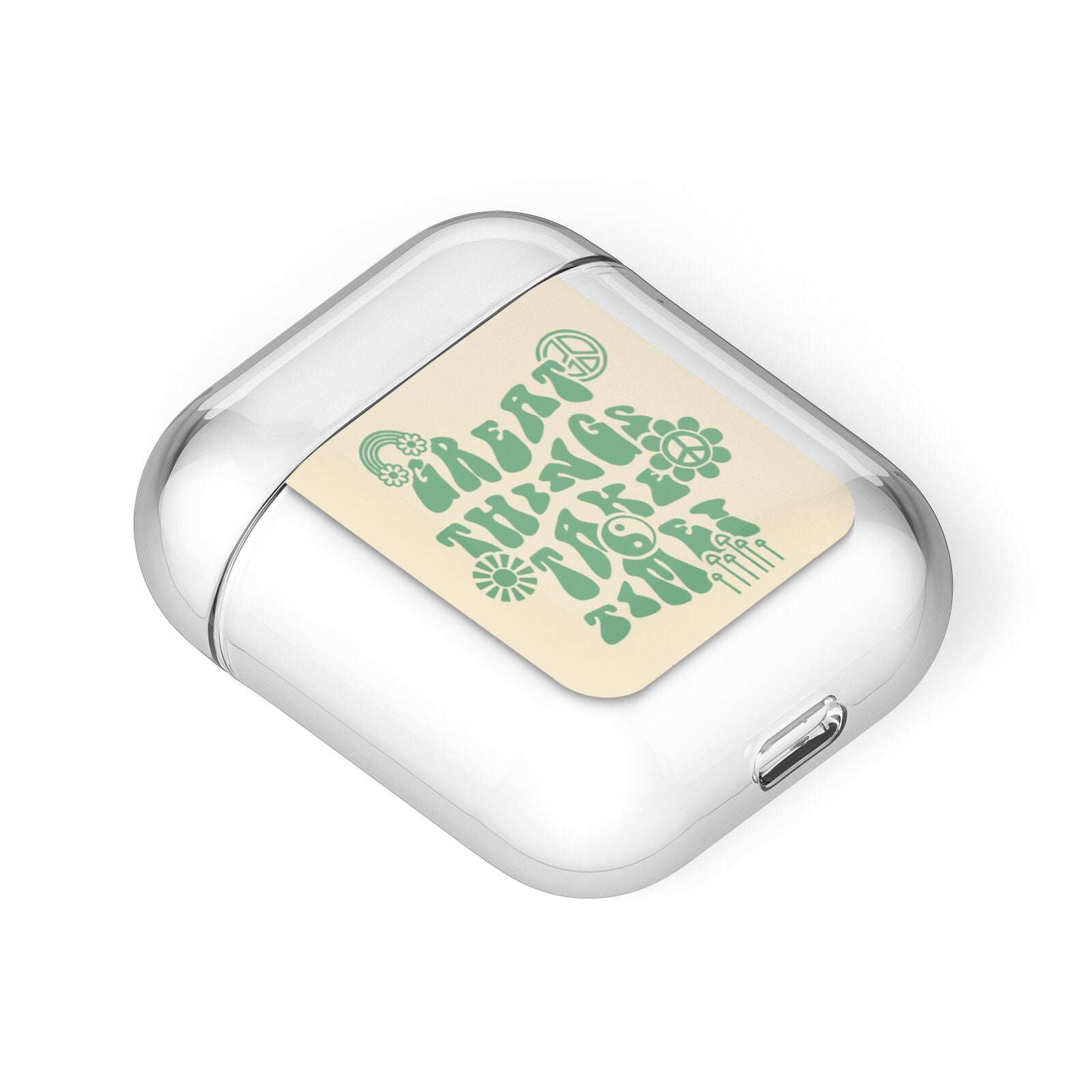 Retro Positive Quote AirPods Case Laid Flat