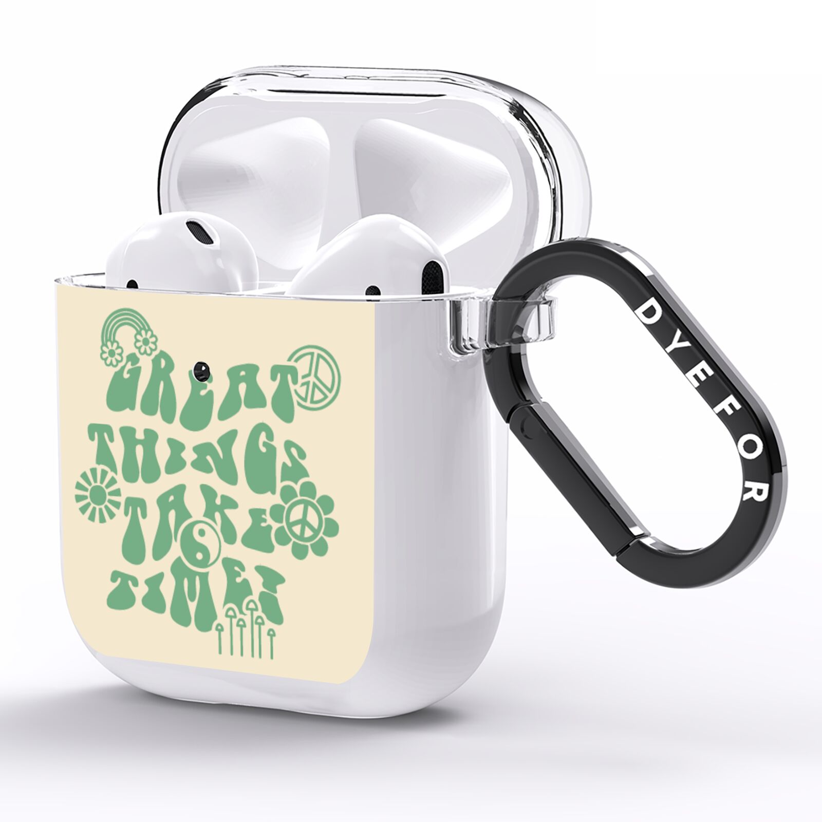 Retro Positive Quote AirPods Clear Case Side Image