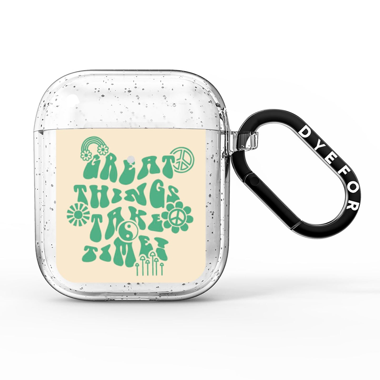 Retro Positive Quote AirPods Glitter Case