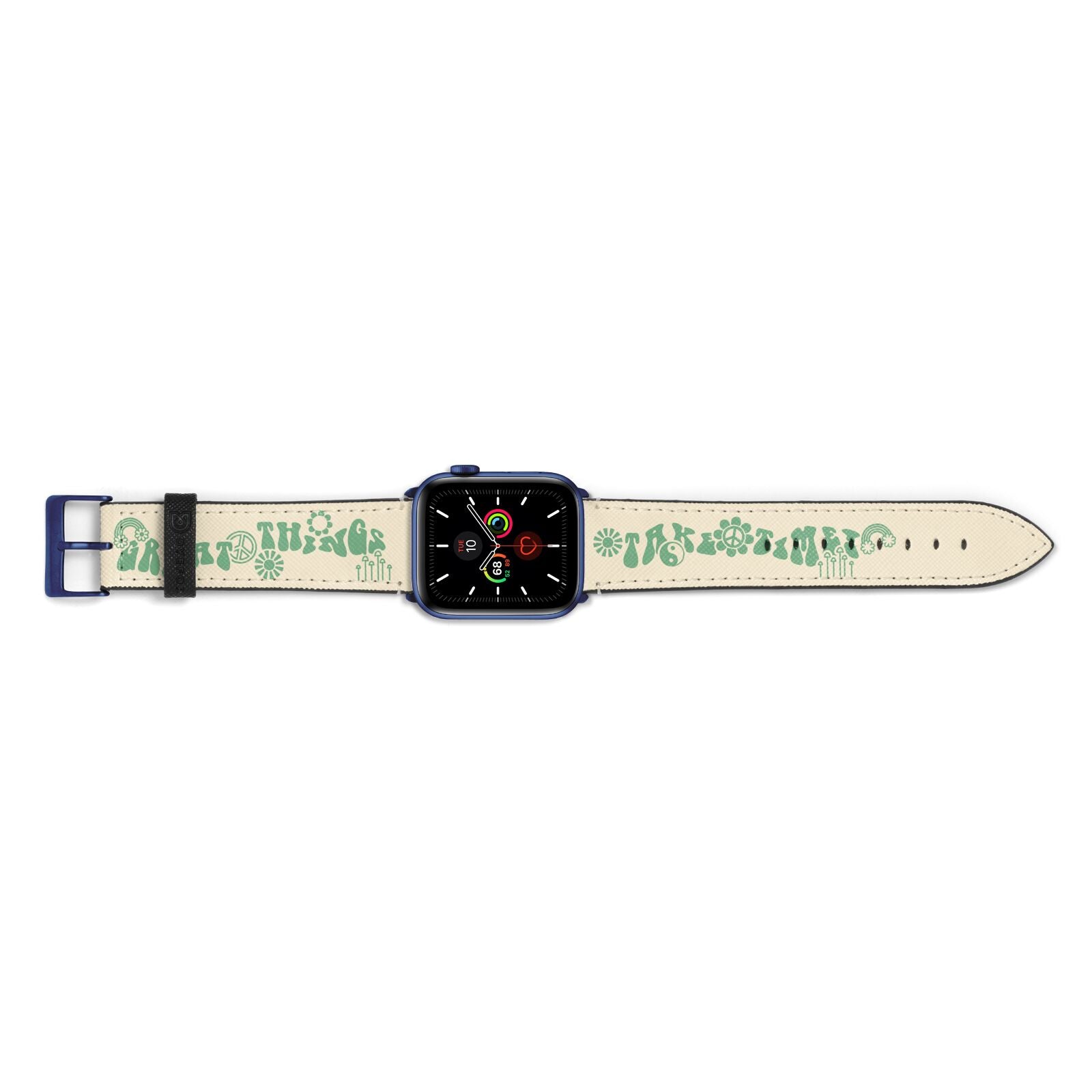 Retro Positive Quote Apple Watch Strap Landscape Image Blue Hardware