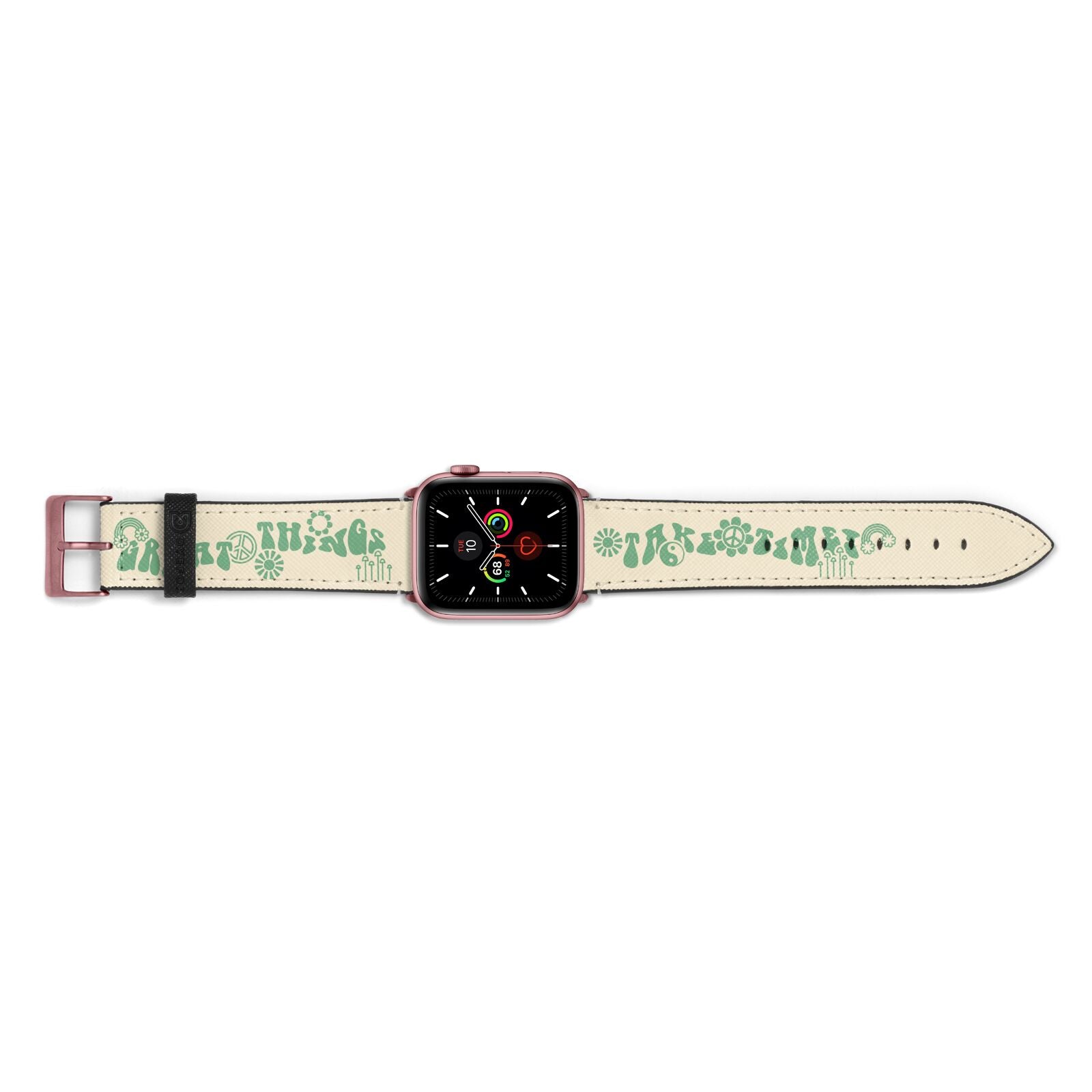 Retro Positive Quote Apple Watch Strap Landscape Image Rose Gold Hardware