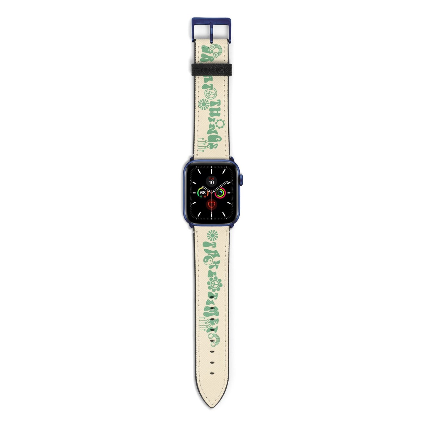 Retro Positive Quote Apple Watch Strap with Blue Hardware