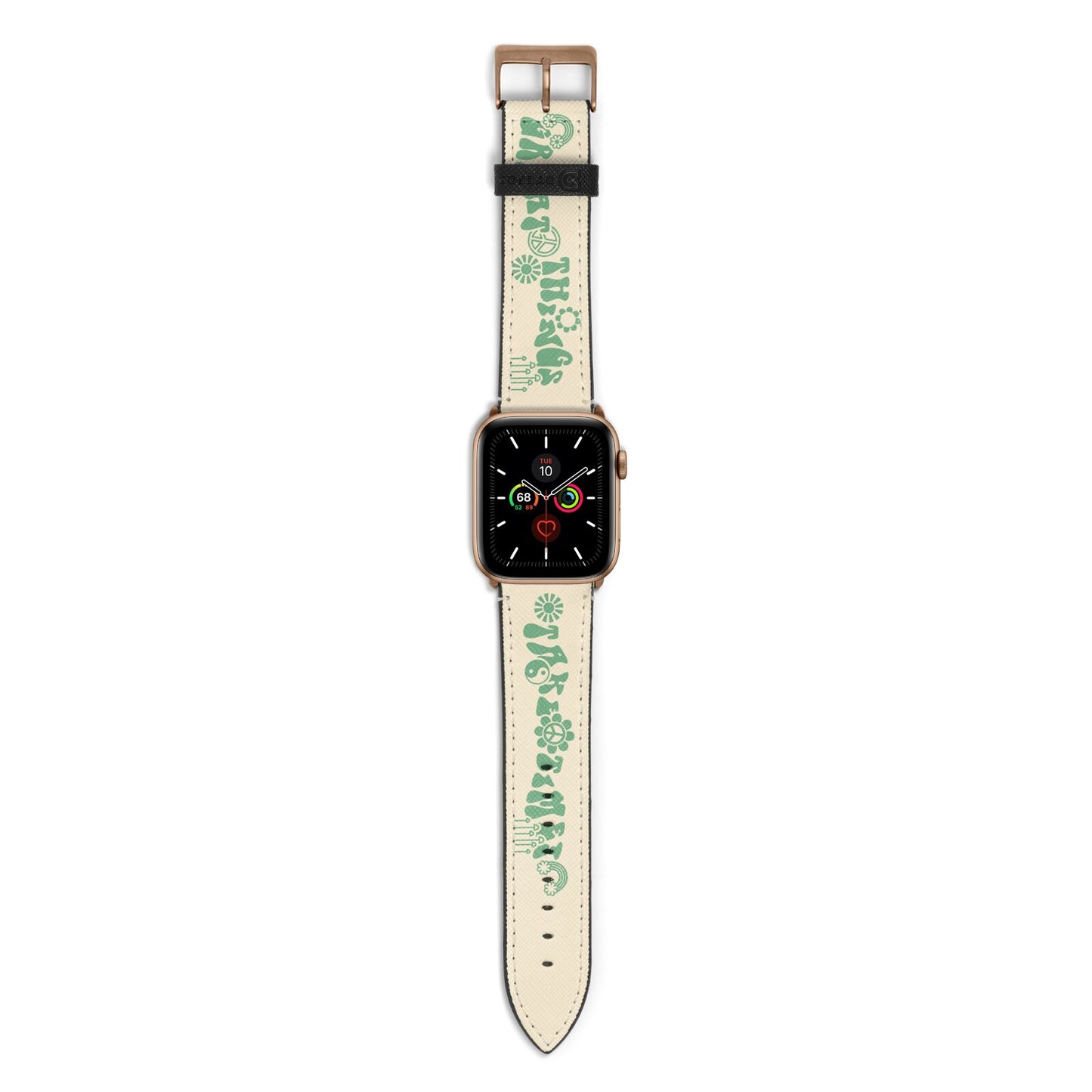 Retro Positive Quote Apple Watch Strap with Gold Hardware