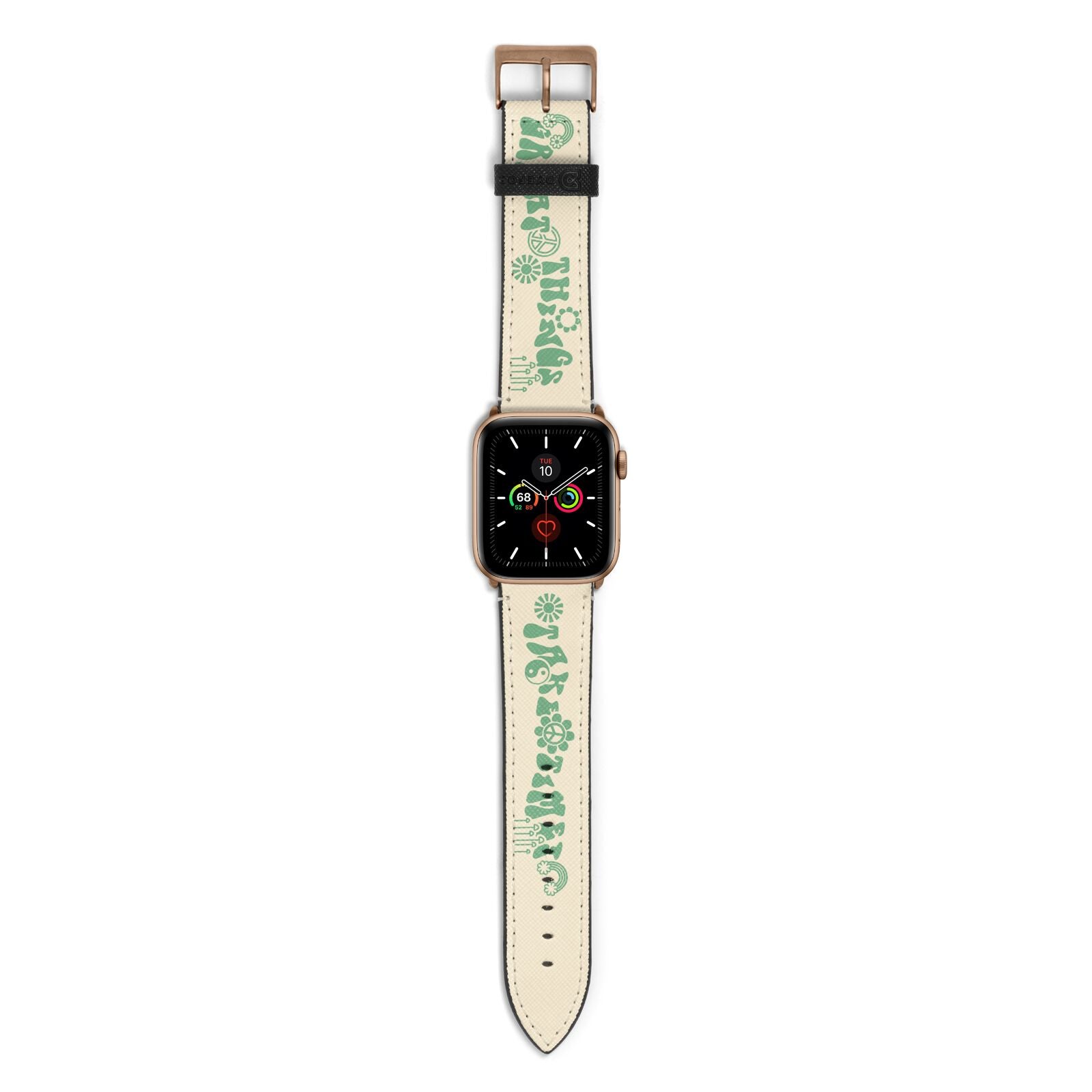 Retro Positive Quote Apple Watch Strap with Gold Hardware