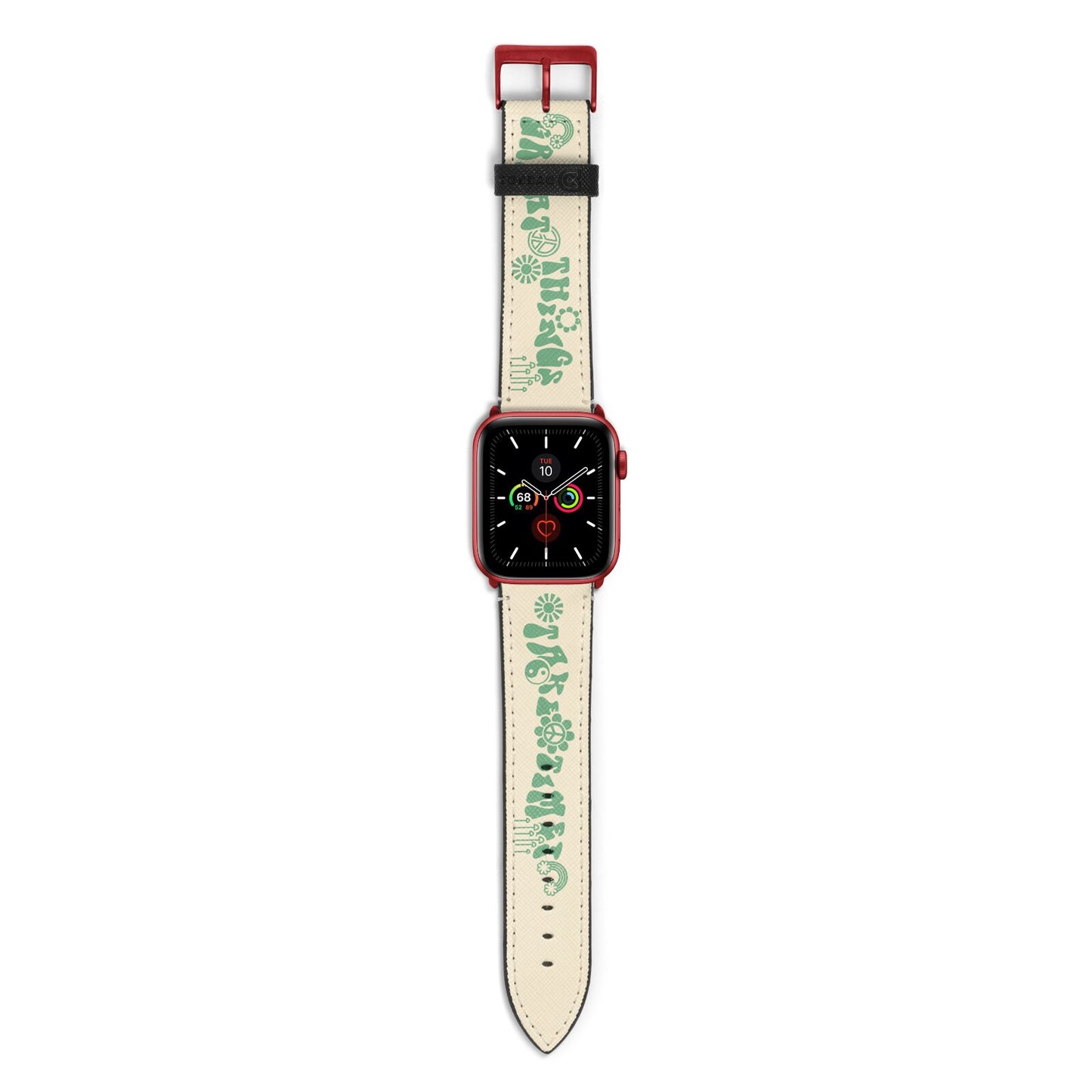 Retro Positive Quote Apple Watch Strap with Red Hardware