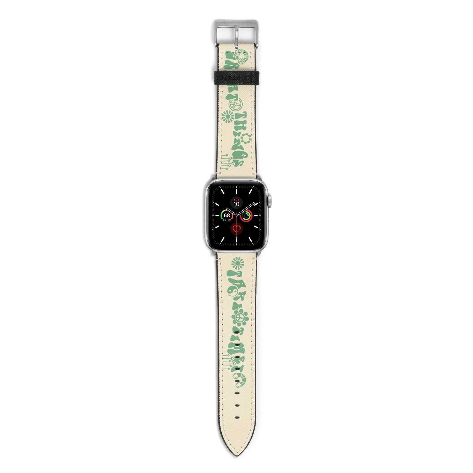 Retro Positive Quote Apple Watch Strap with Silver Hardware