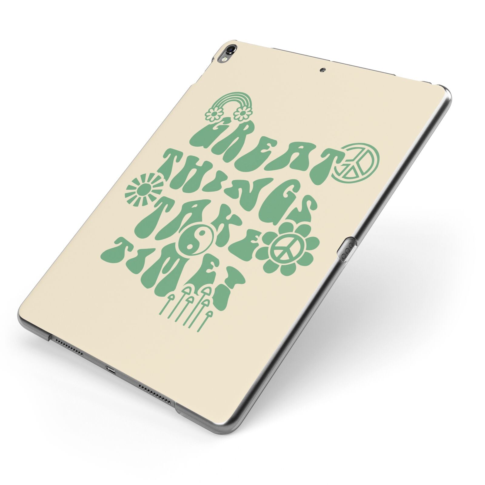 Retro Positive Quote Apple iPad Case on Grey iPad Side View