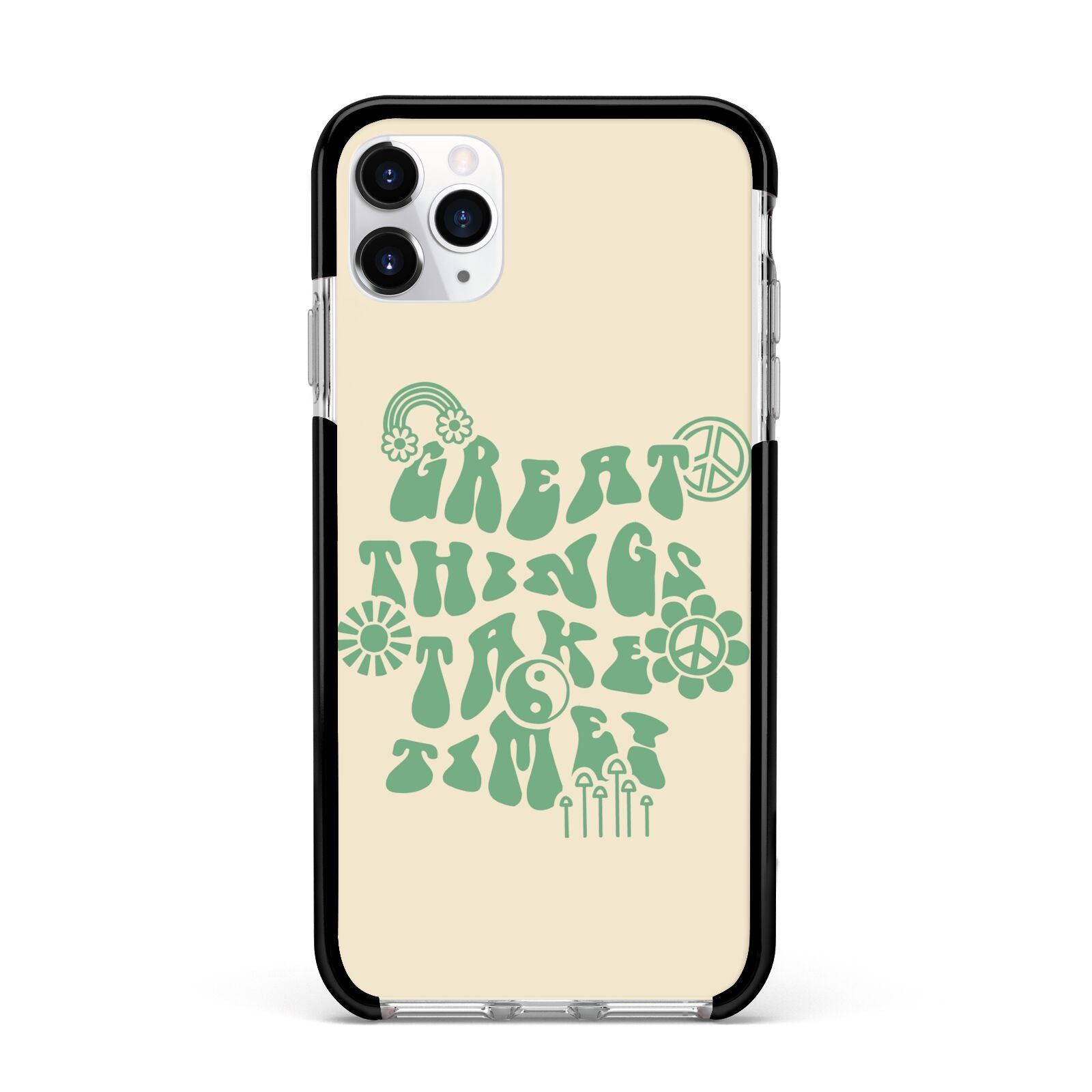 Retro Positive Quote Apple iPhone 11 Pro Max in Silver with Black Impact Case