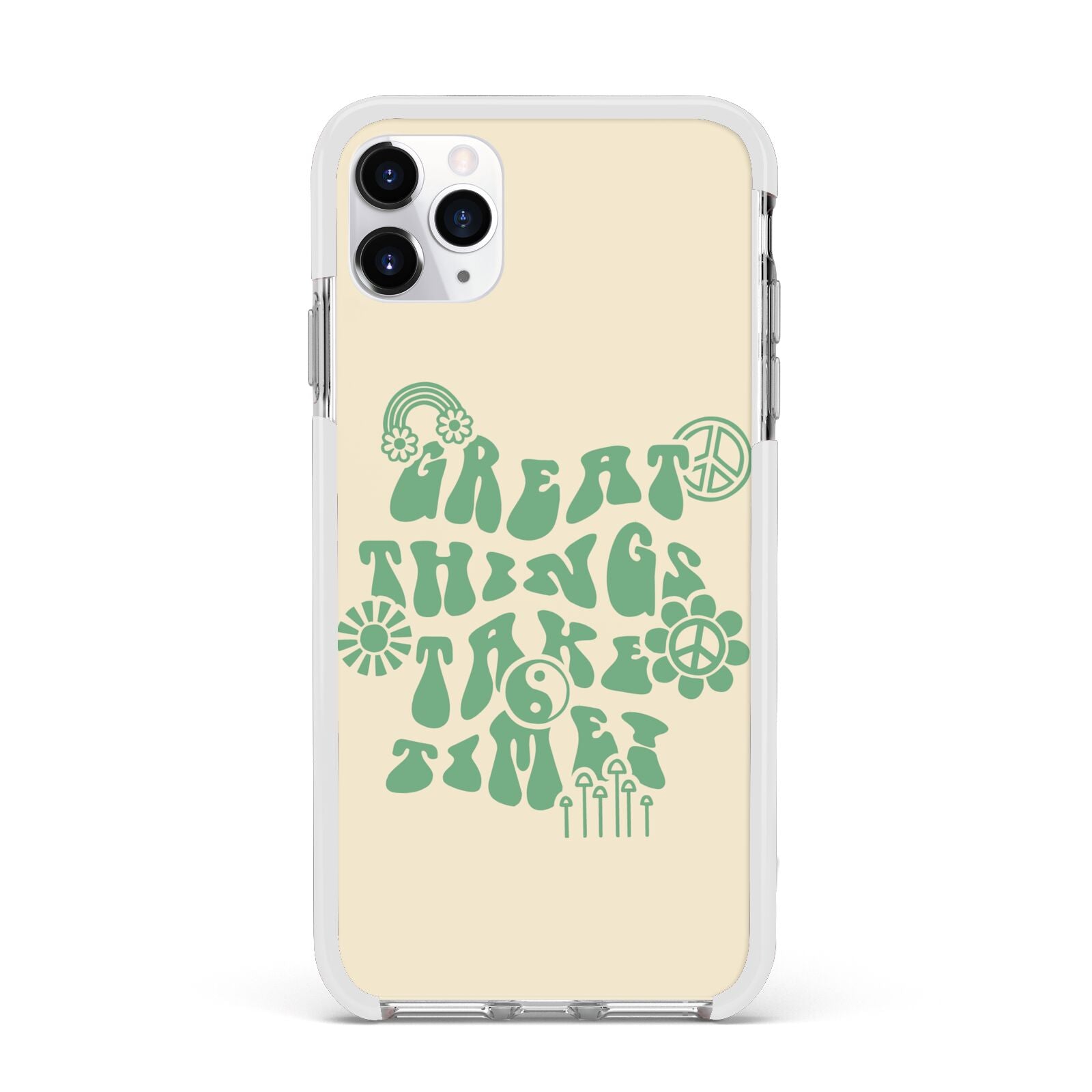 Retro Positive Quote Apple iPhone 11 Pro Max in Silver with White Impact Case