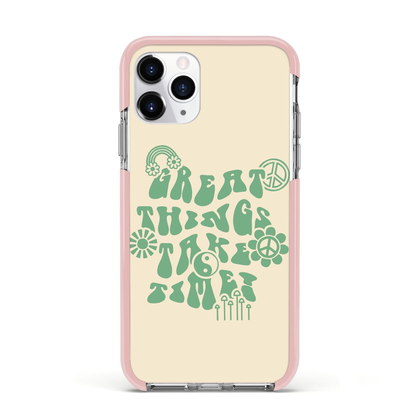 Retro Positive Quote Apple iPhone 11 Pro in Silver with Pink Impact Case