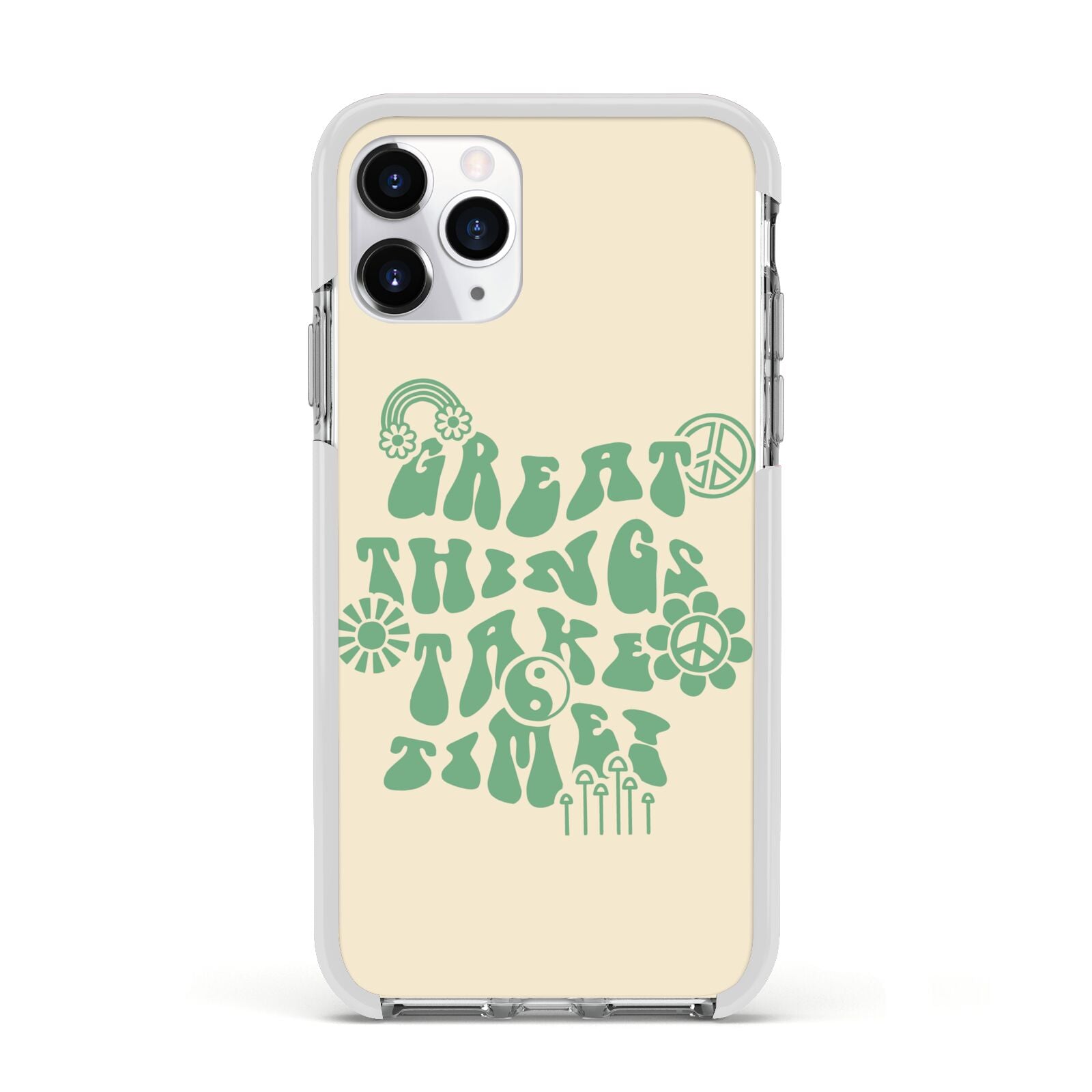 Retro Positive Quote Apple iPhone 11 Pro in Silver with White Impact Case