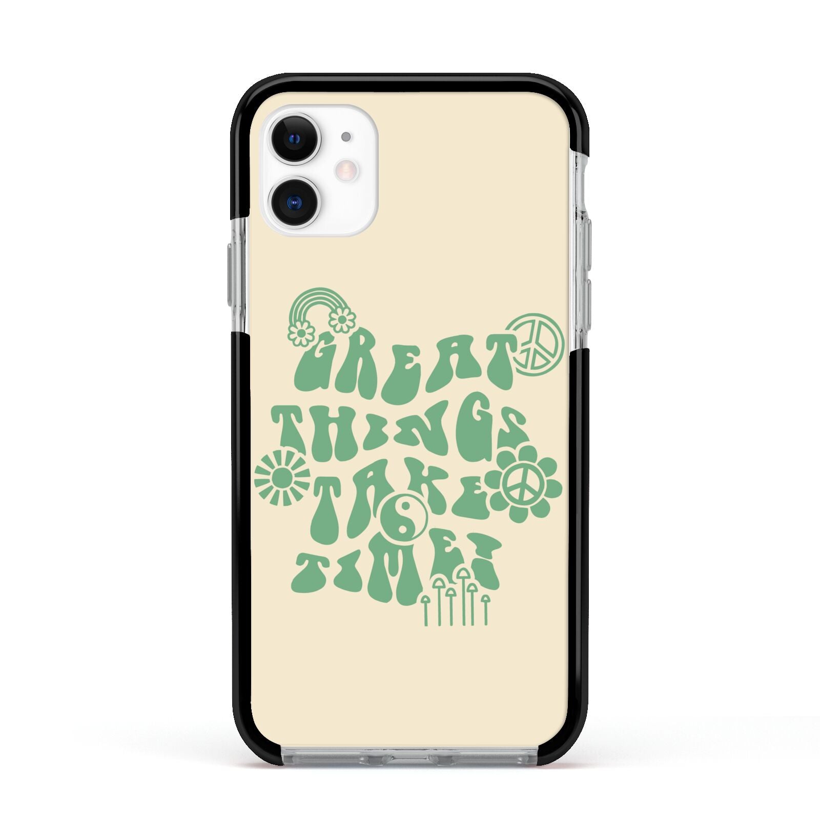 Retro Positive Quote Apple iPhone 11 in White with Black Impact Case