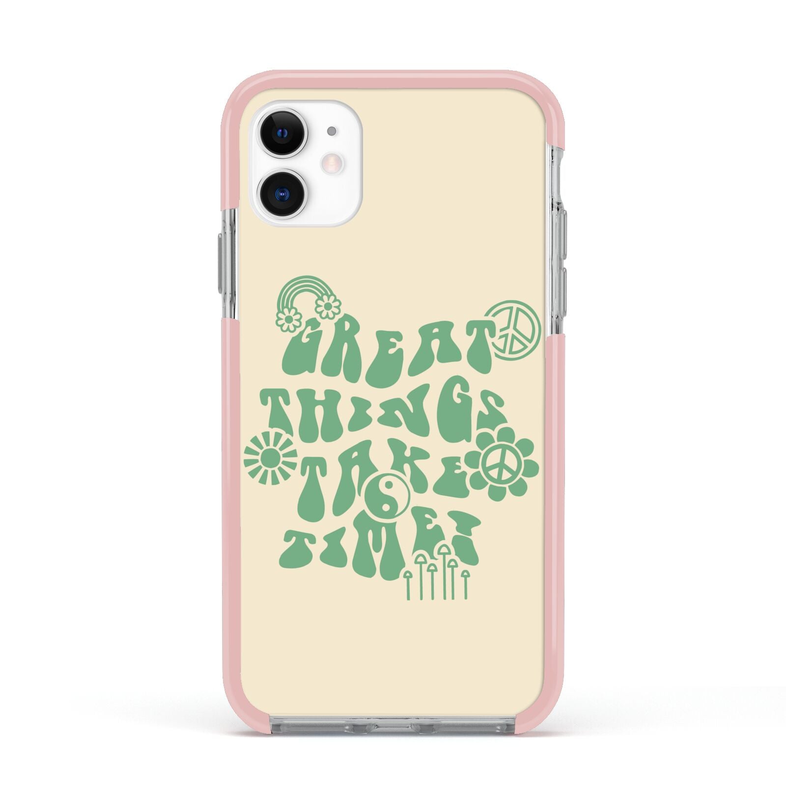 Retro Positive Quote Apple iPhone 11 in White with Pink Impact Case