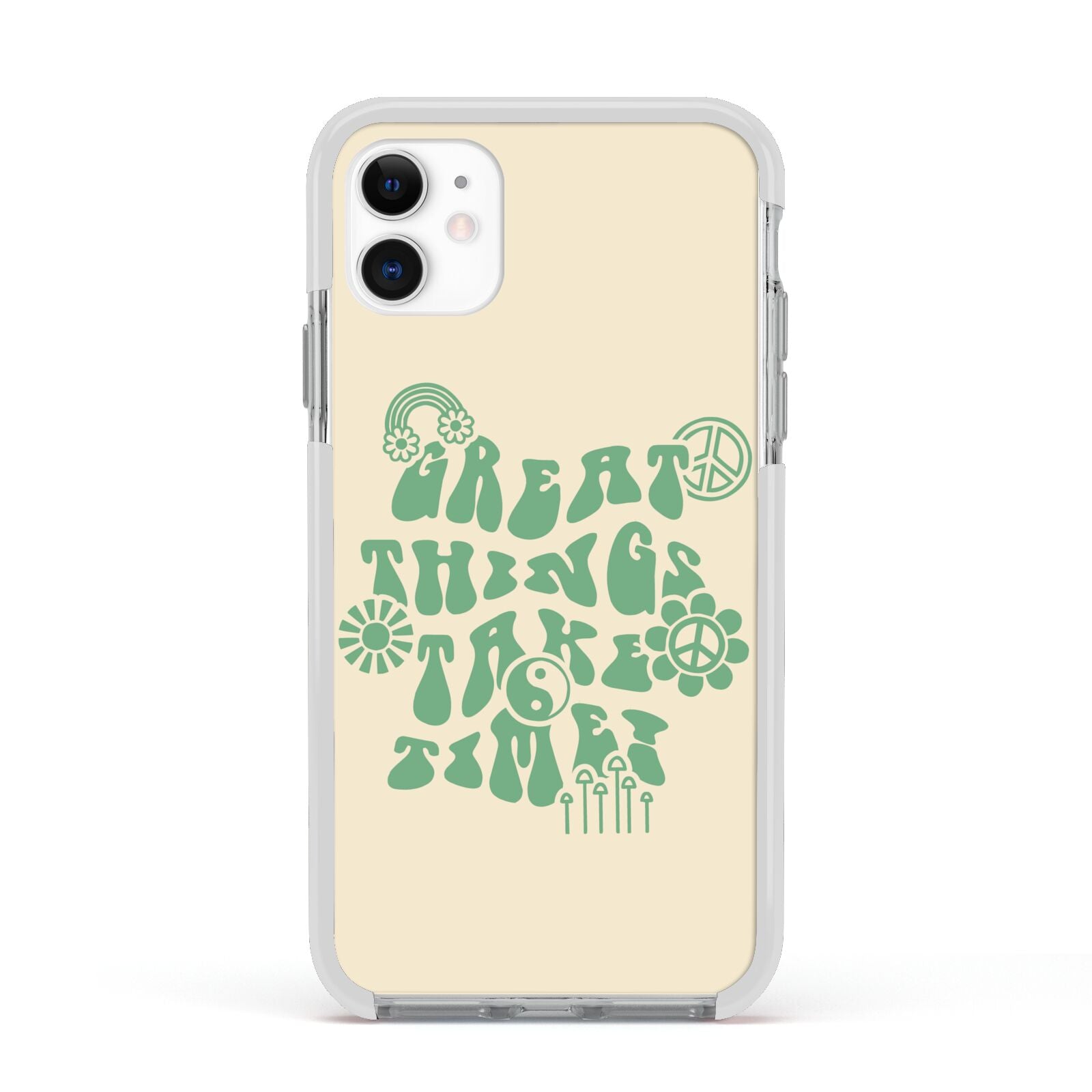 Retro Positive Quote Apple iPhone 11 in White with White Impact Case