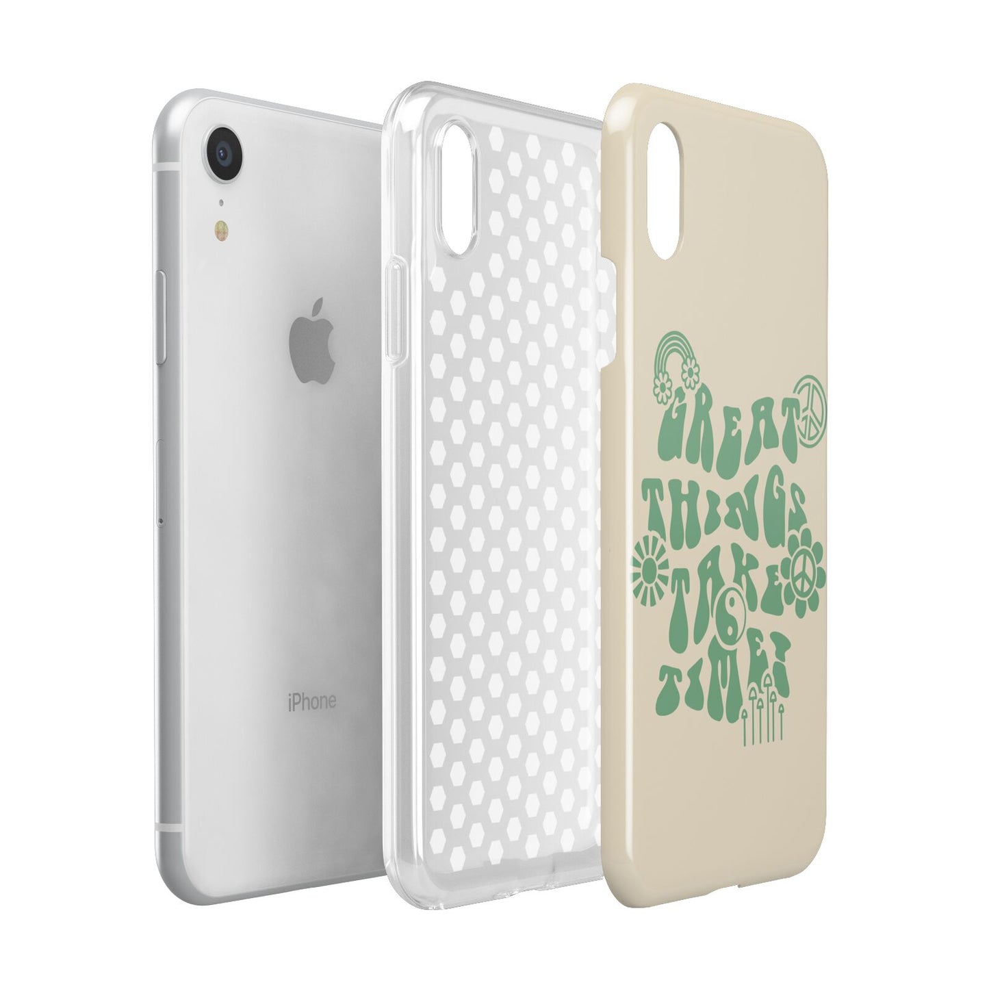 Retro Positive Quote Apple iPhone XR White 3D Tough Case Expanded view