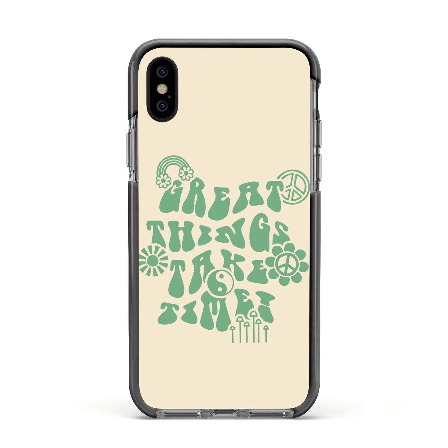 Retro Positive Quote Apple iPhone Xs Impact Case Black Edge on Black Phone