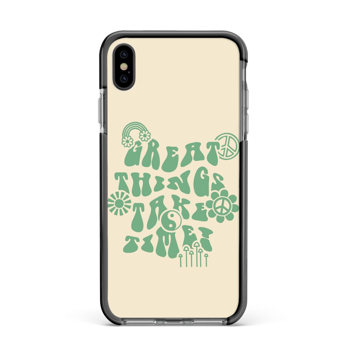 Retro Positive Quote Apple iPhone Xs Max Impact Case Black Edge on Black Phone